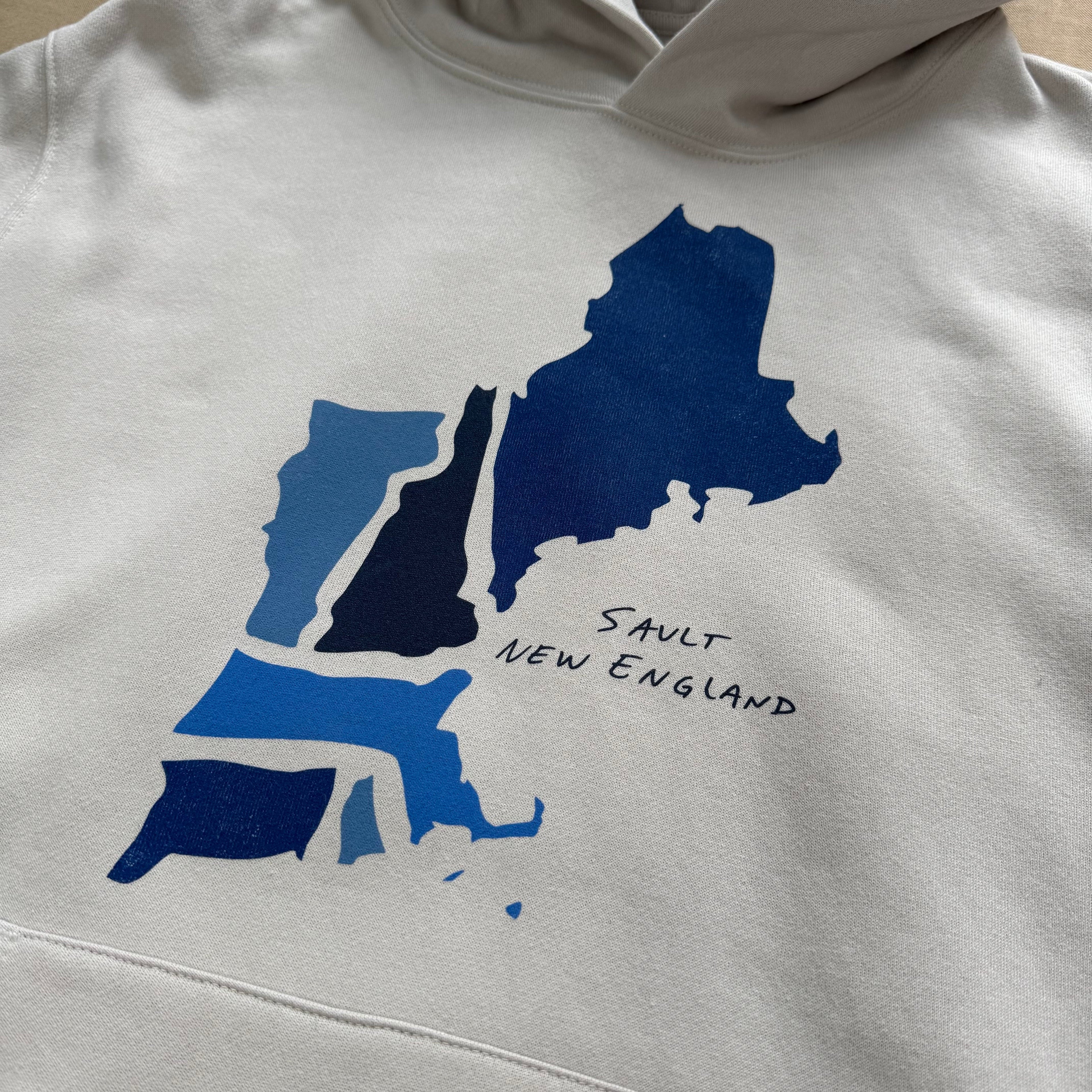 Blue New England States Hoodie, Dust