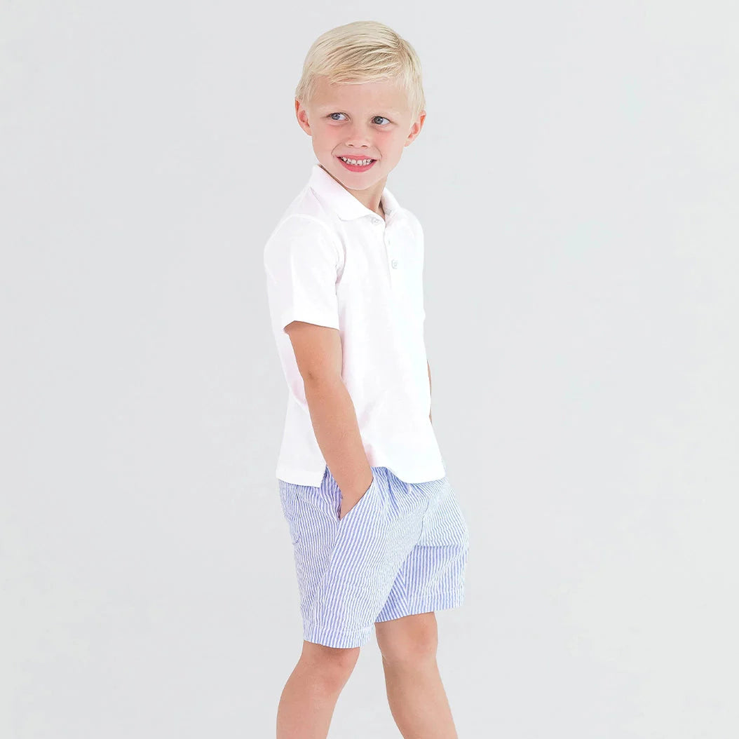 Kid's Pique Short Sleeve Polo Shirt, White