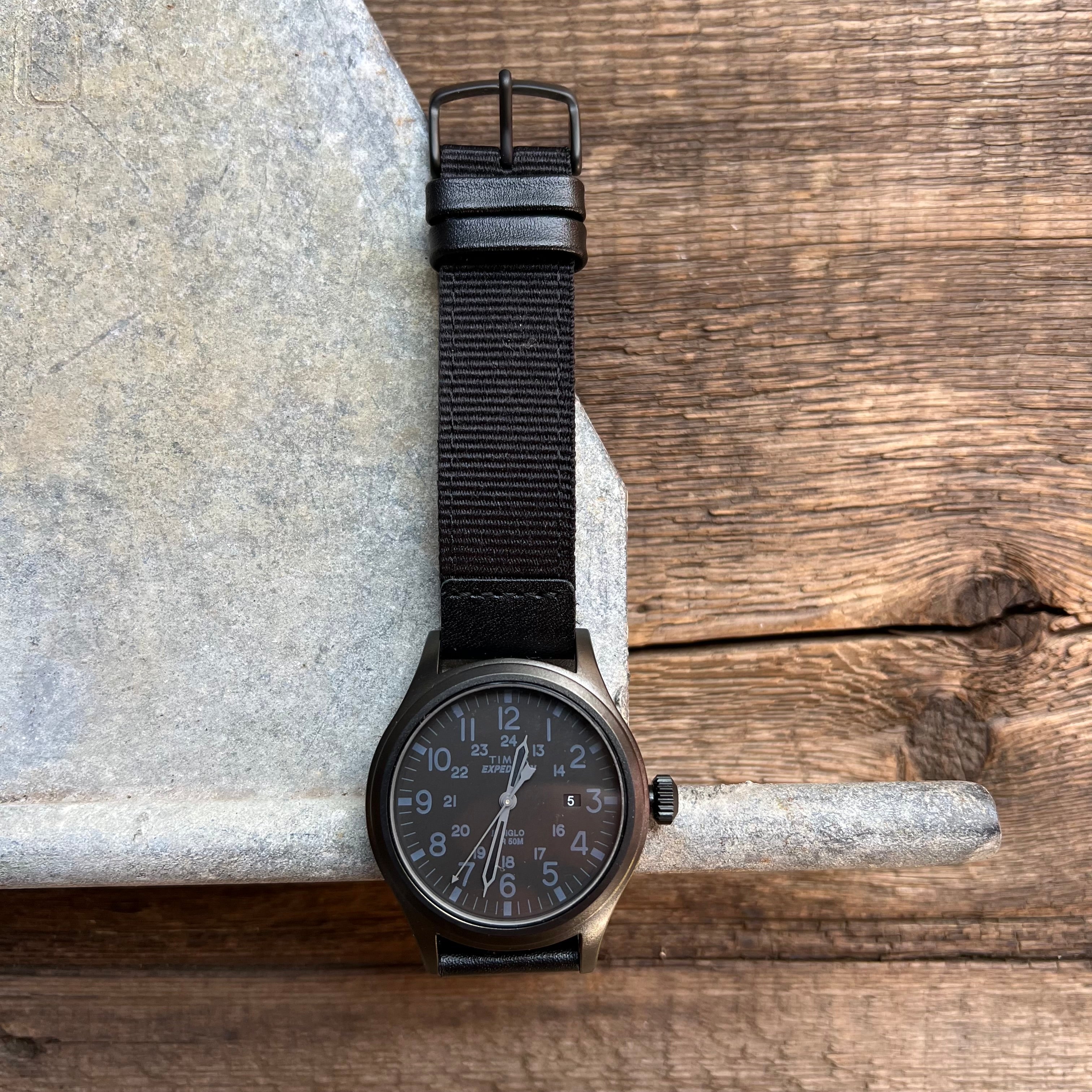 Expedition Scout 40mm Fabric Strap Watch, Black/Black