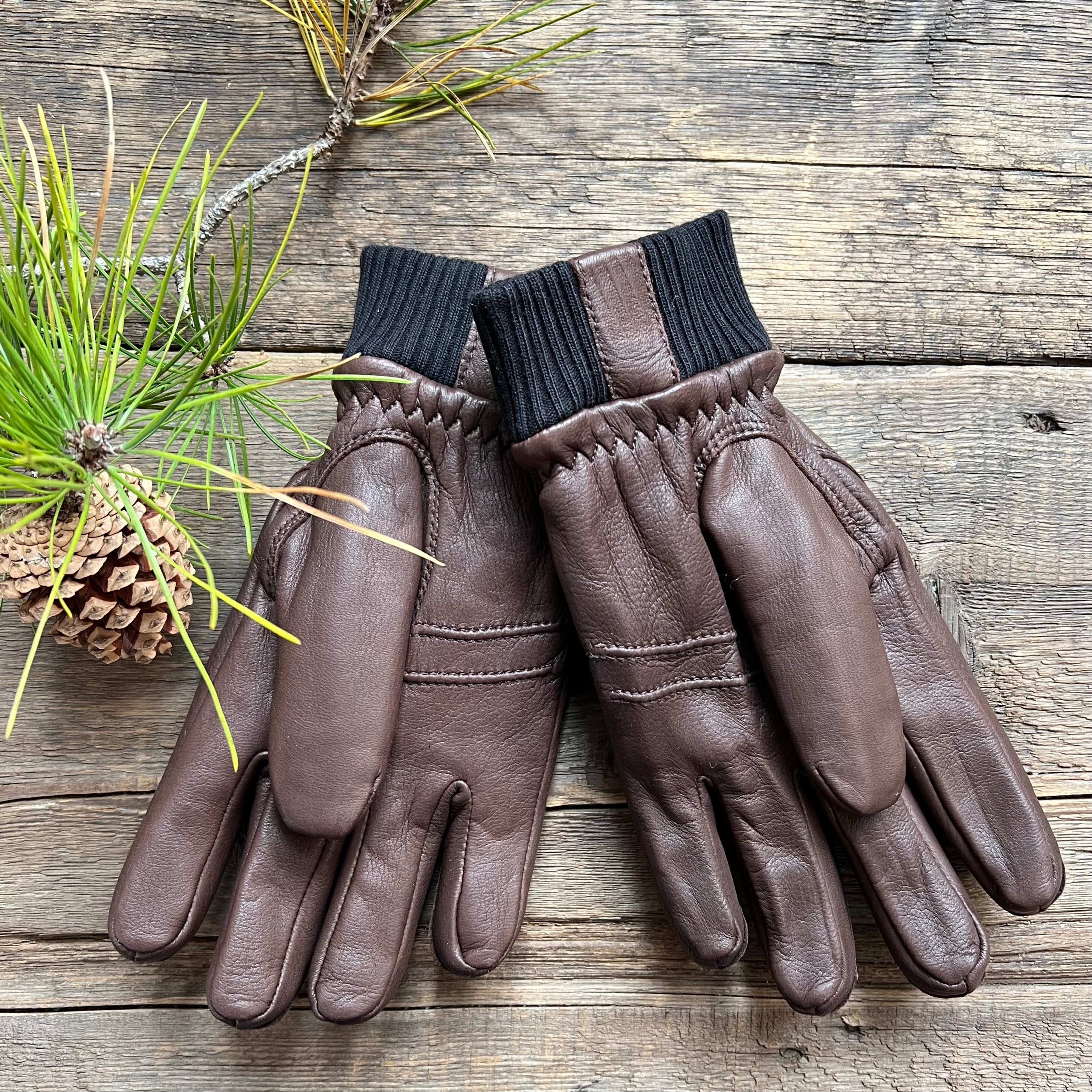 Elk Leather Tore Gloves, Chocolate