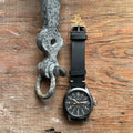 Expedition 40mm Leather Strap Watch, Matte Black