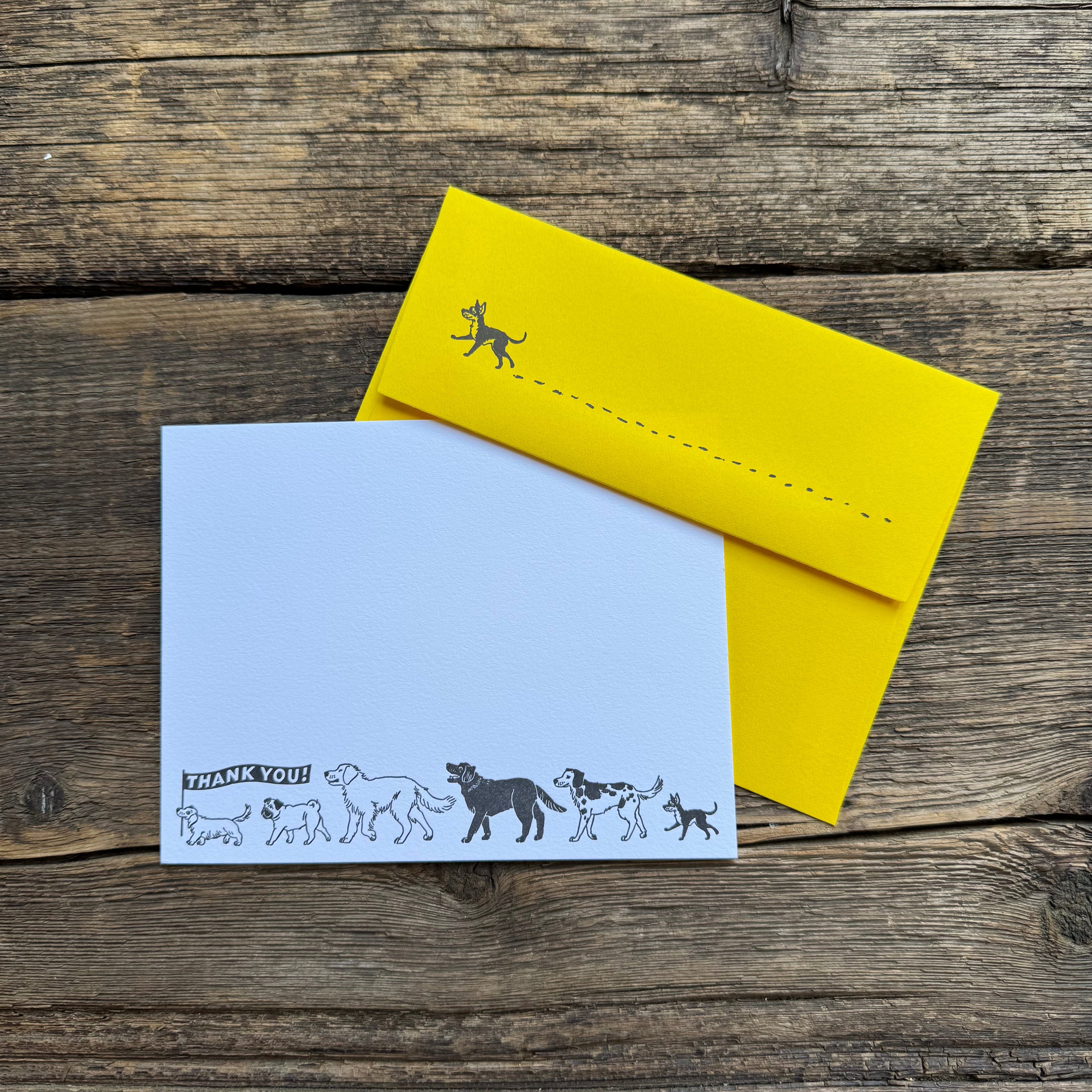 Dog Parade Note Cards with Letterpress Envelopes
