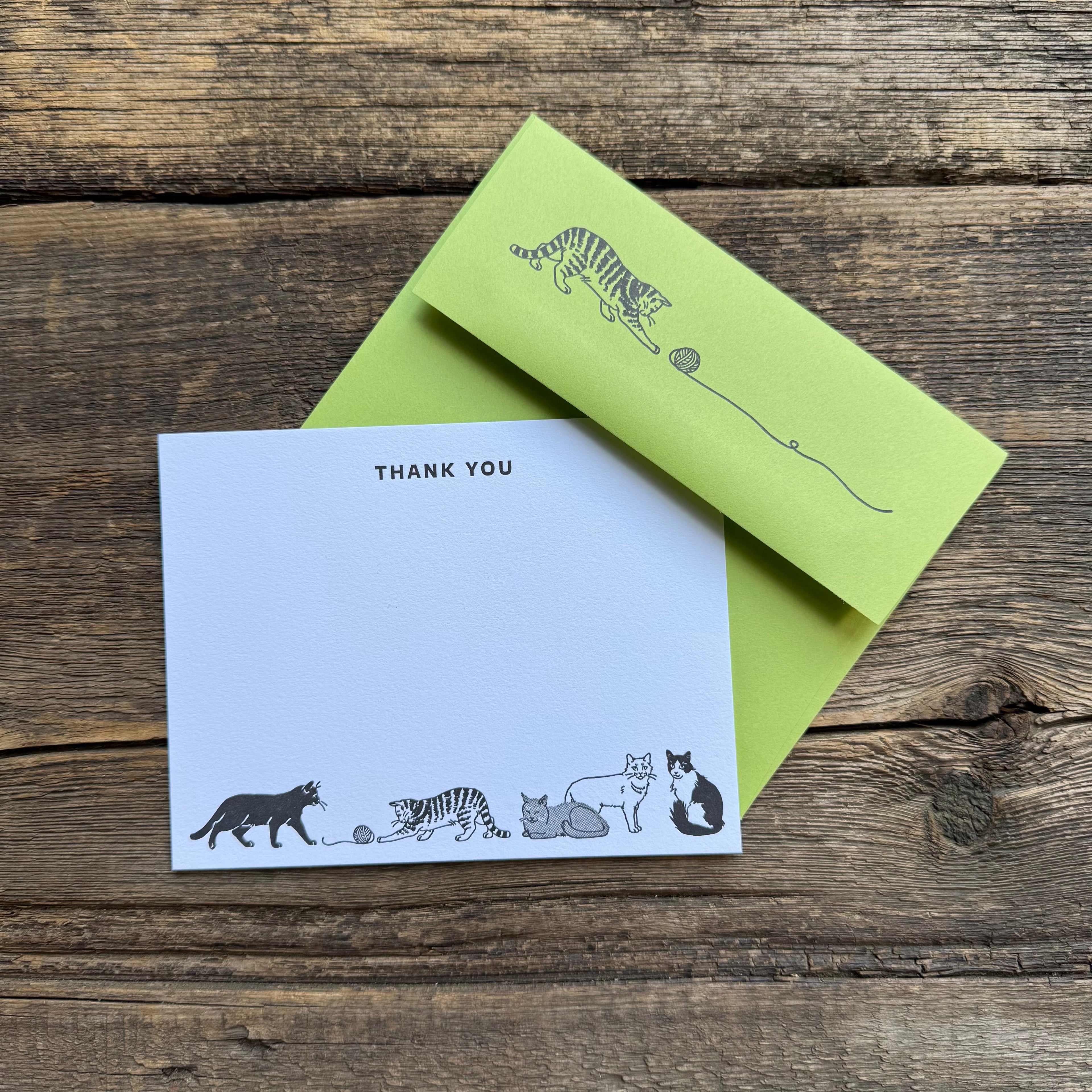 Cats At Play Note Cards with Letterpress Envelopes