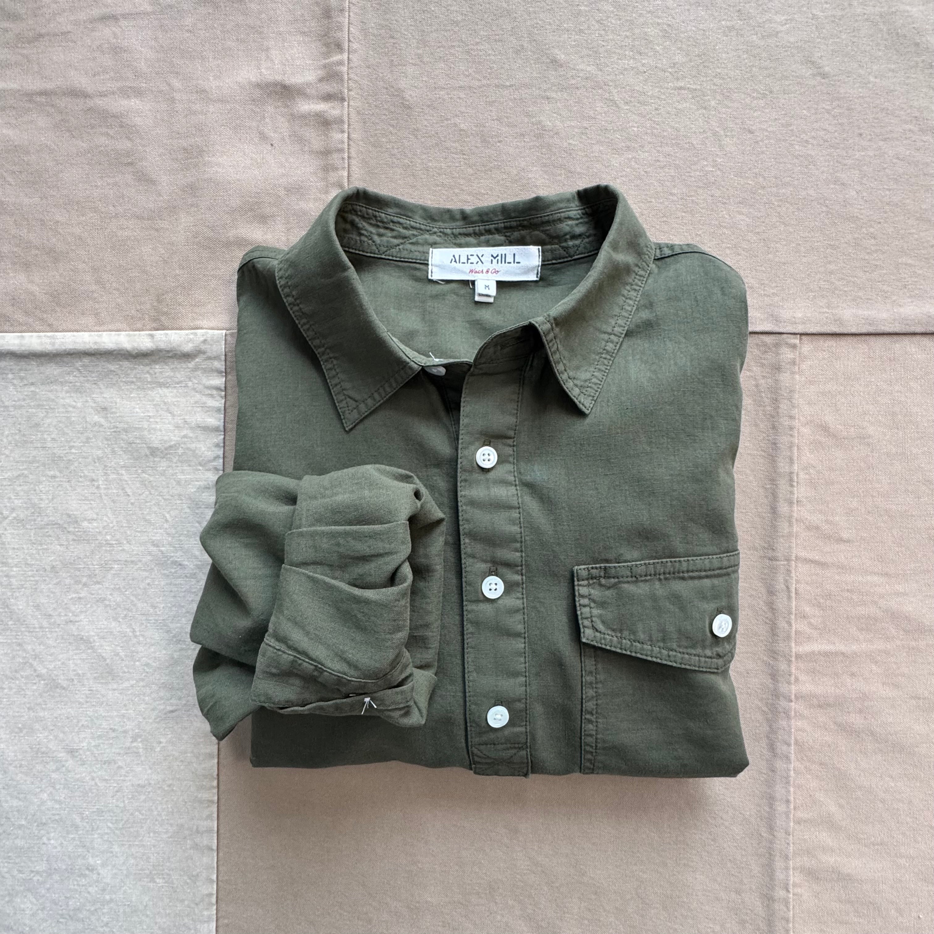 Carter Popover in Cotton Linen, Surplus Green