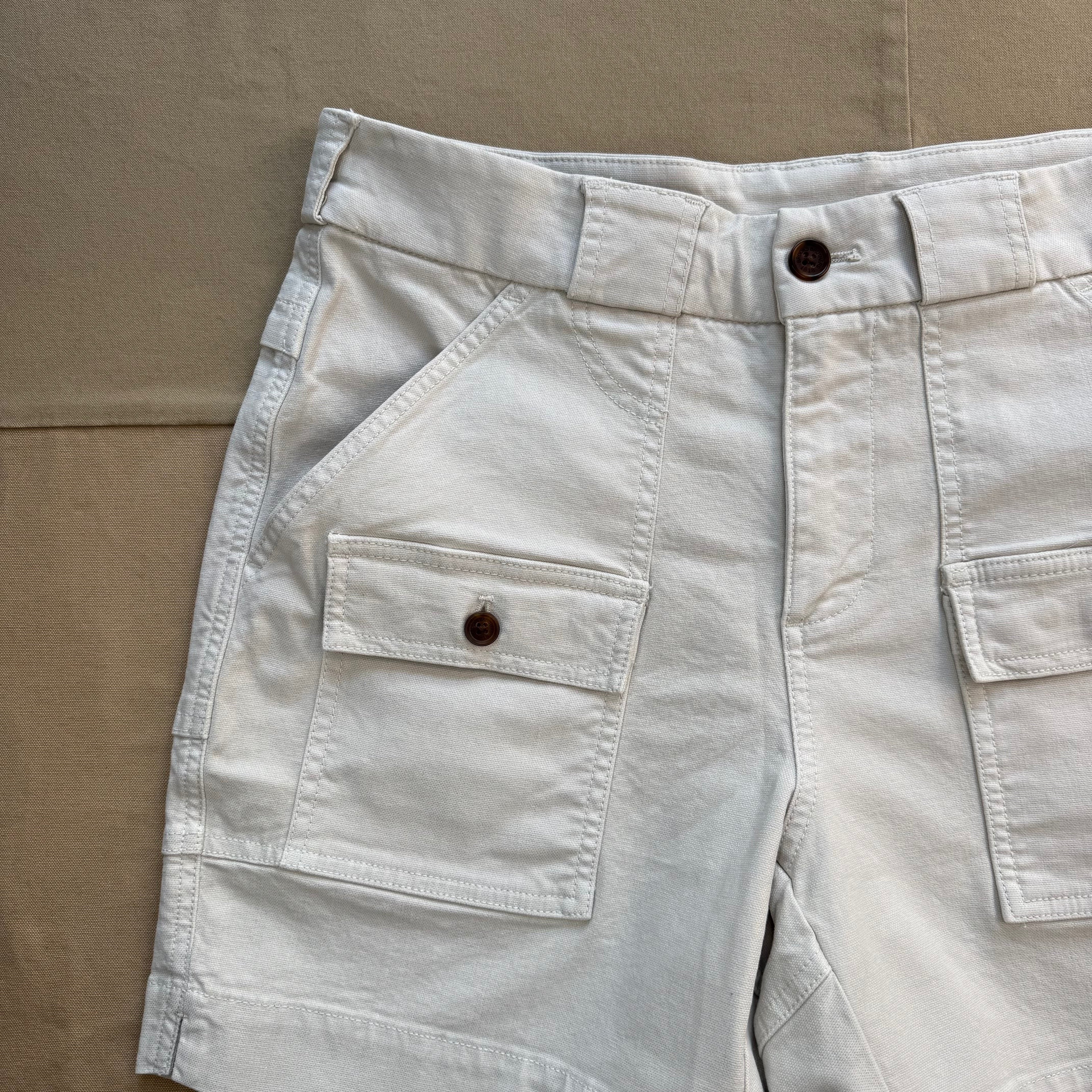 Cotton Canvas Camp Shorts, White Sand