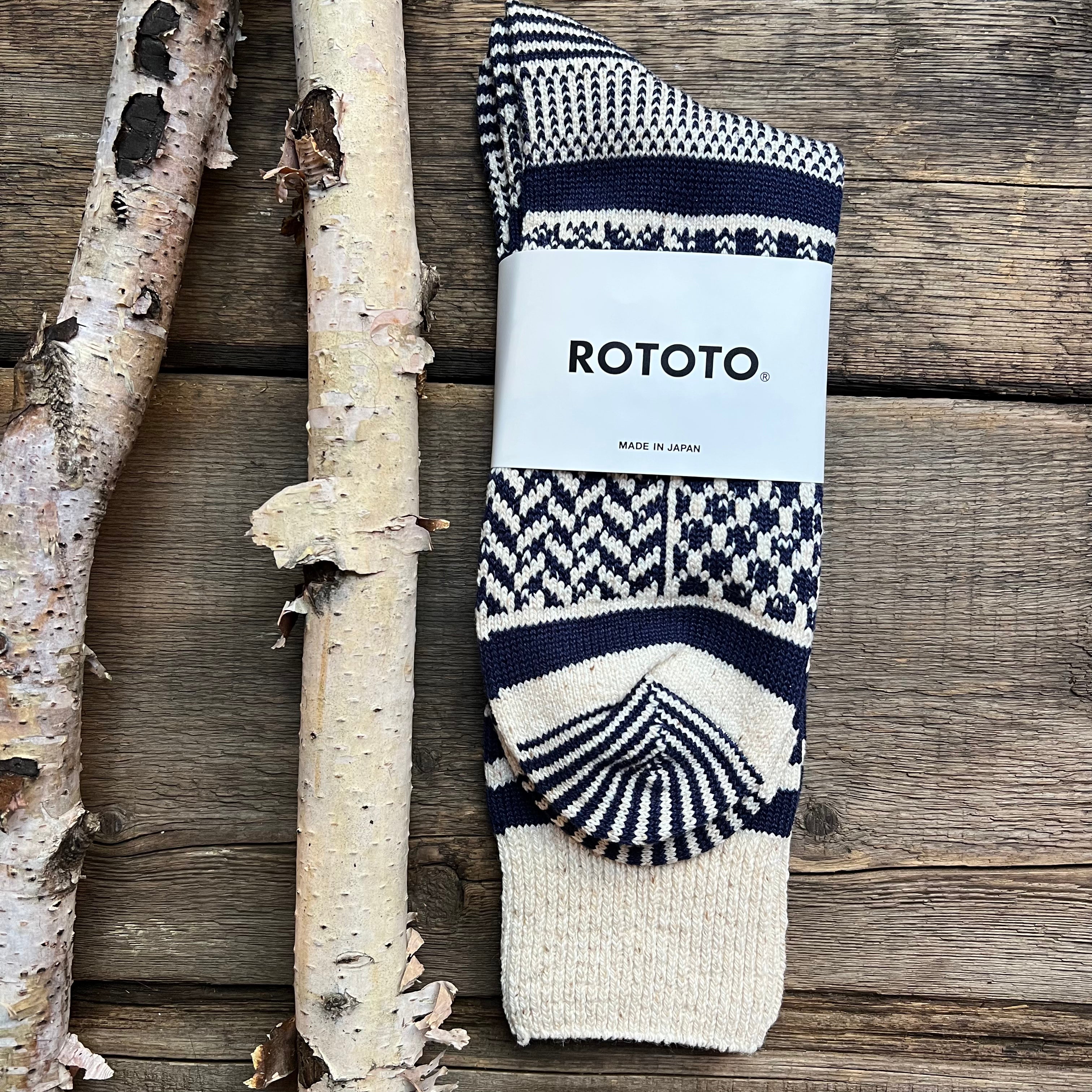 Multi Jacquard Crew Socks, Navy