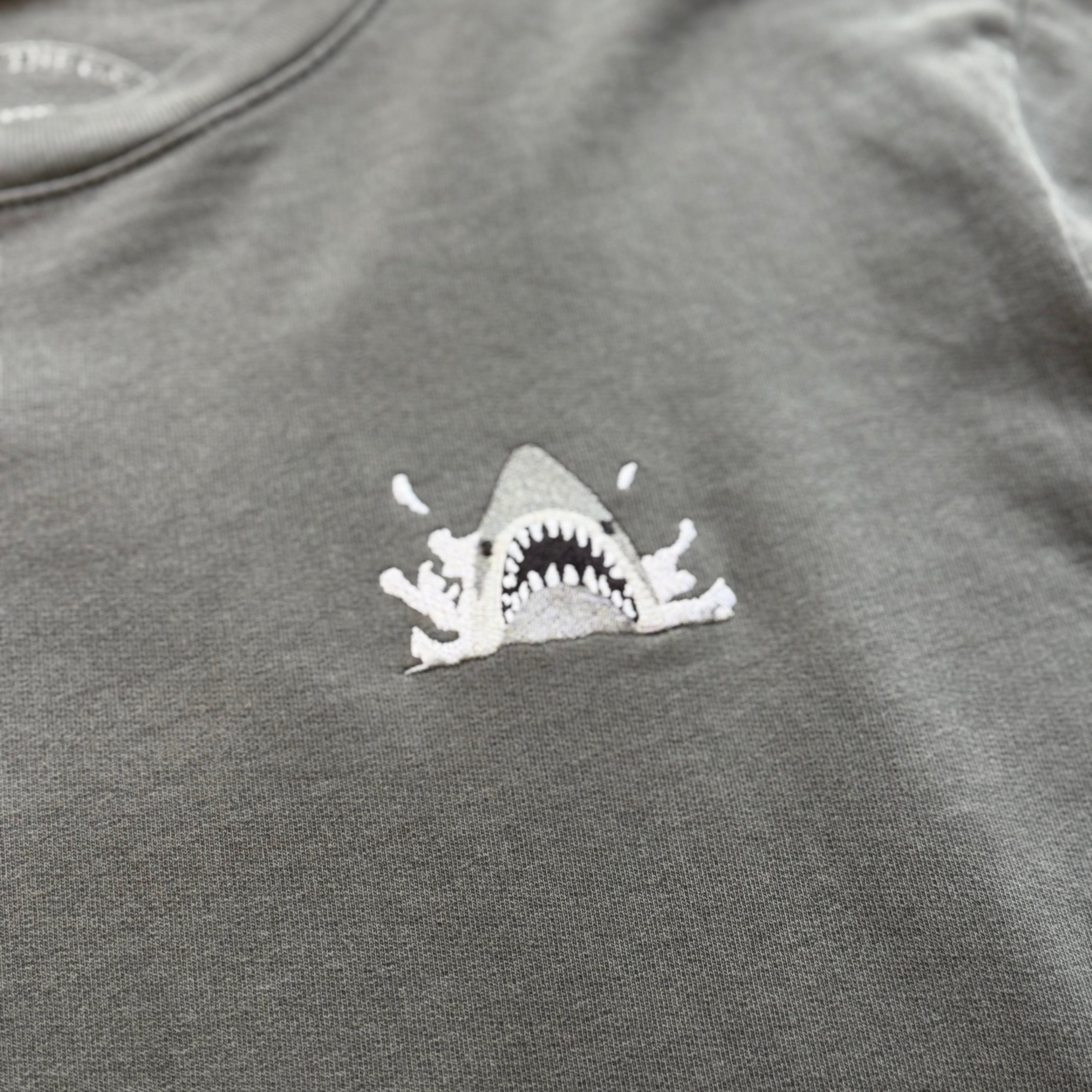 Embroidered Jaws Crewneck Sweatshirt, Charcoal