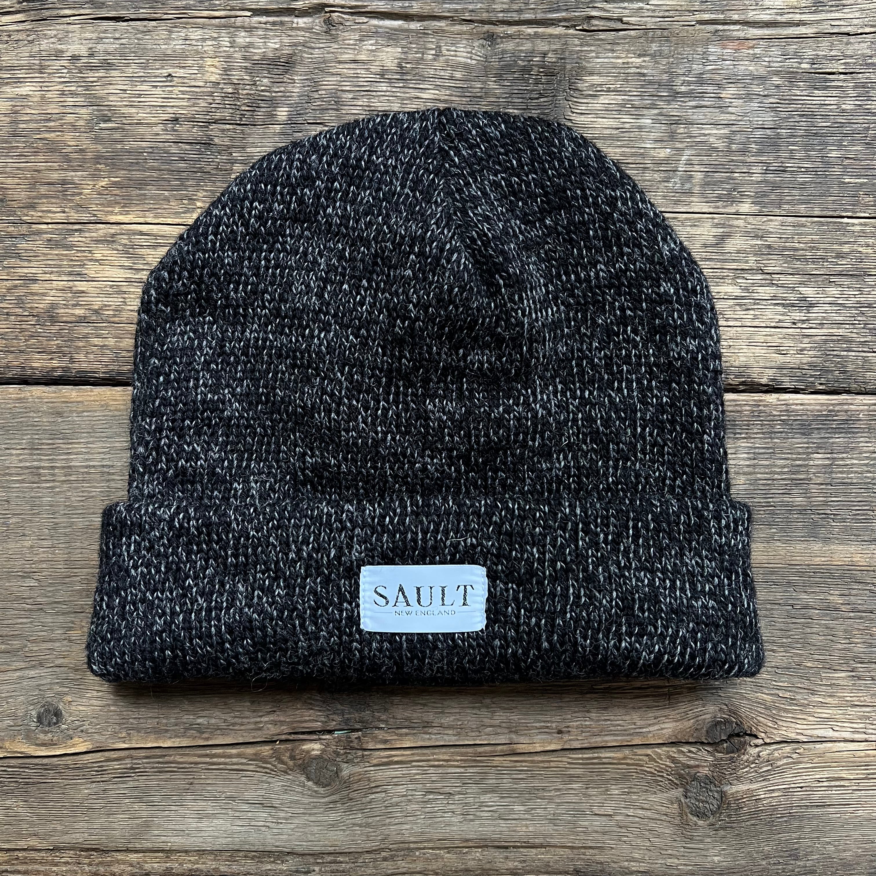 Upcycled Wool Beanie, Charcoal Melange