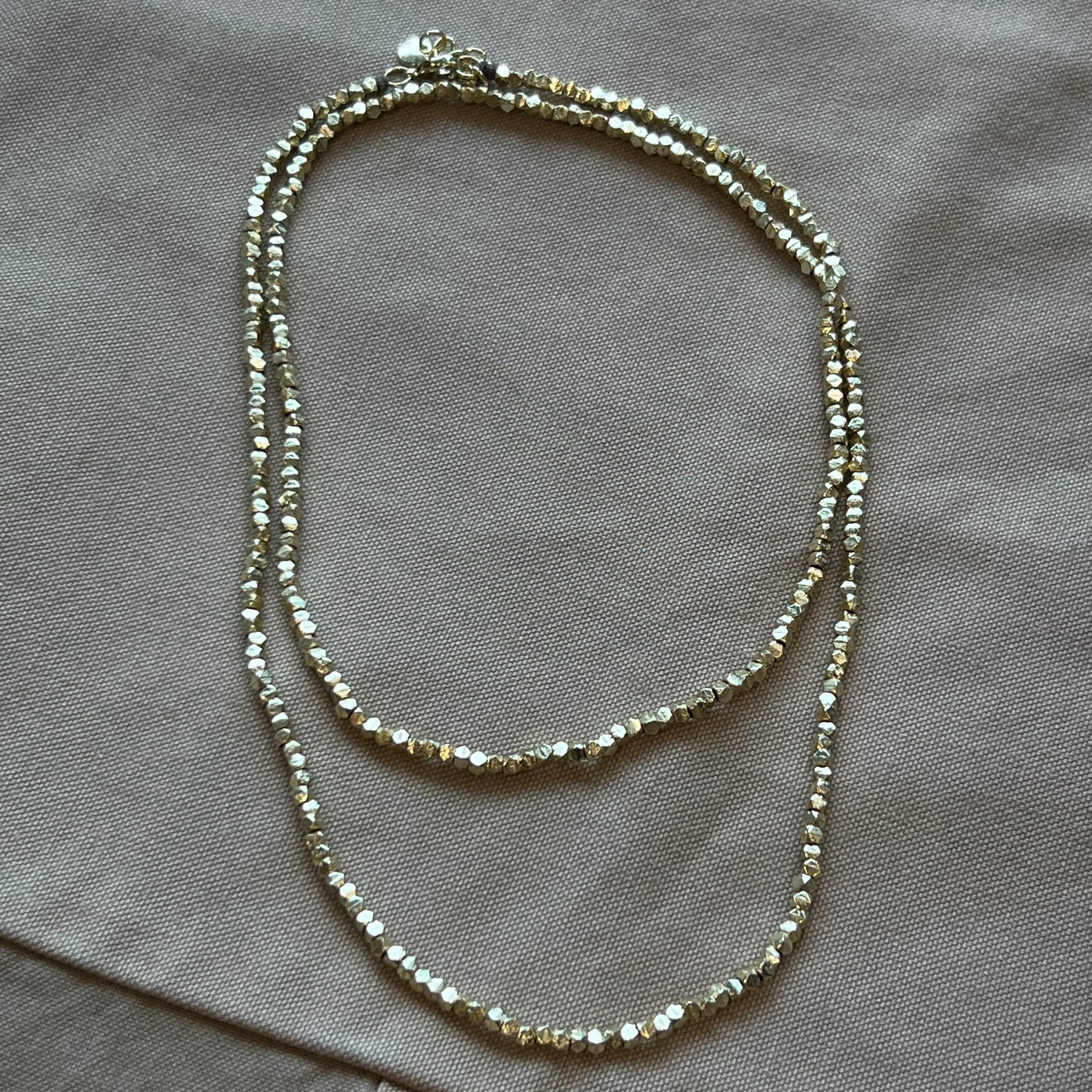 Erica Double Necklace, Faceted Gold Beads