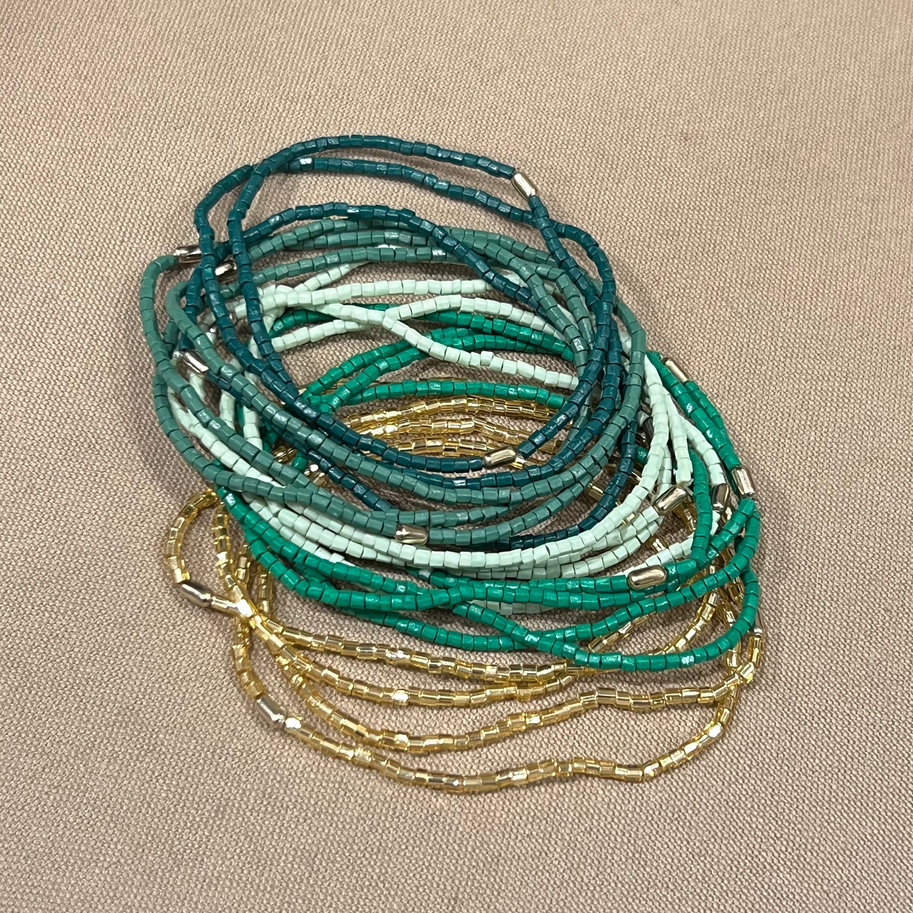 Chelsea Luxe Beaded 18-Strand Bracelet, Green