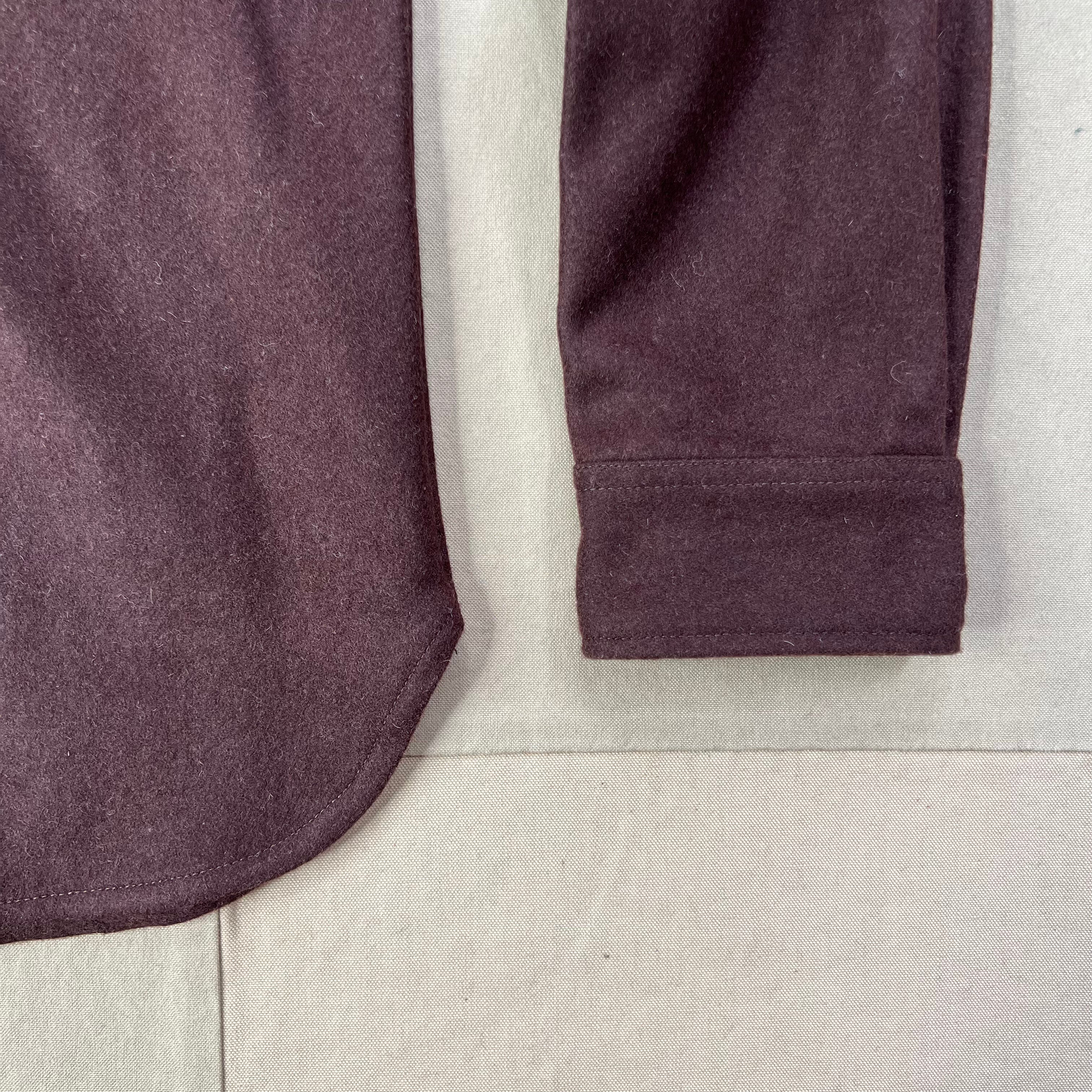 CPO Wool Button Down Shirt, Burgundy