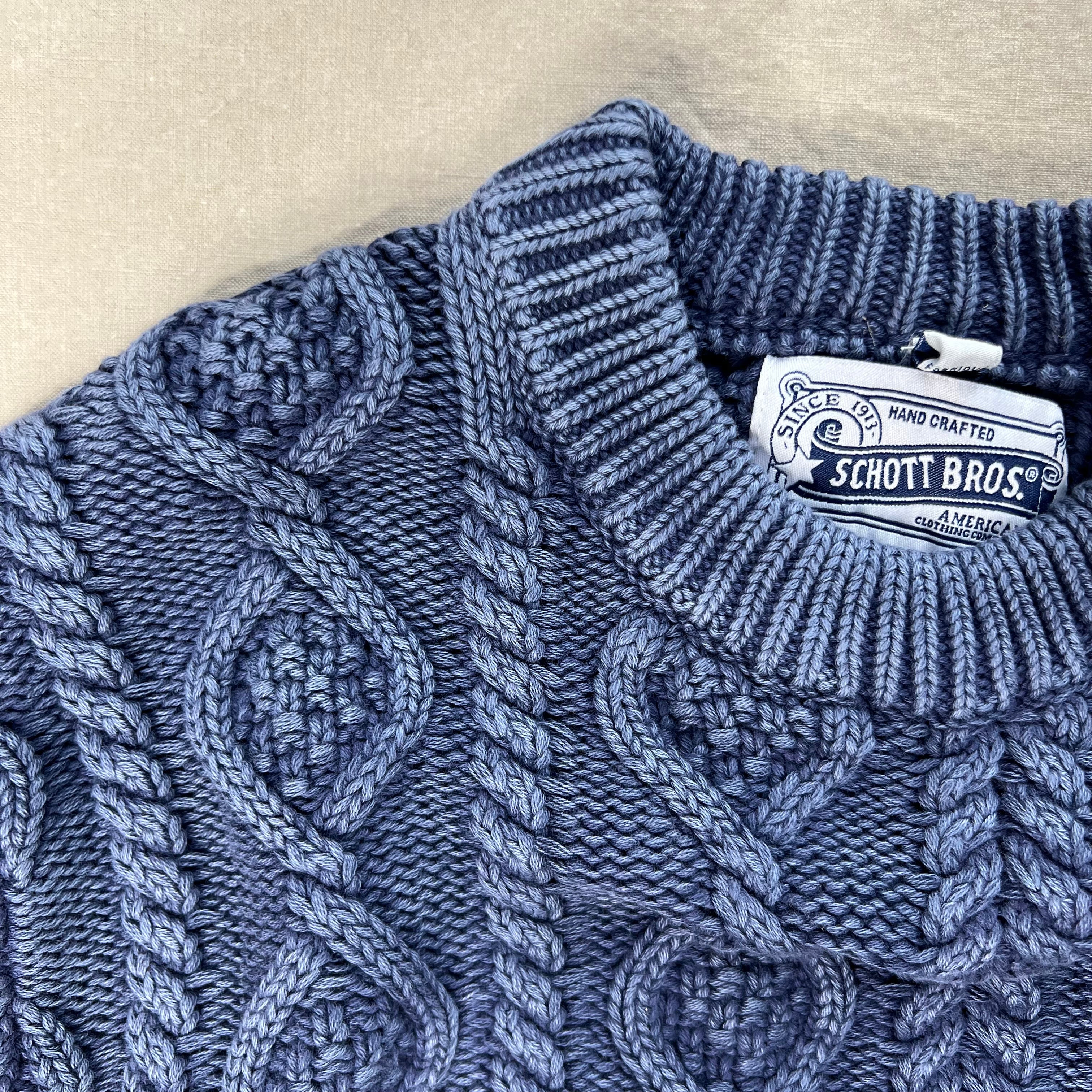 Stonewashed Patchwork Cotton Sweater, Navy