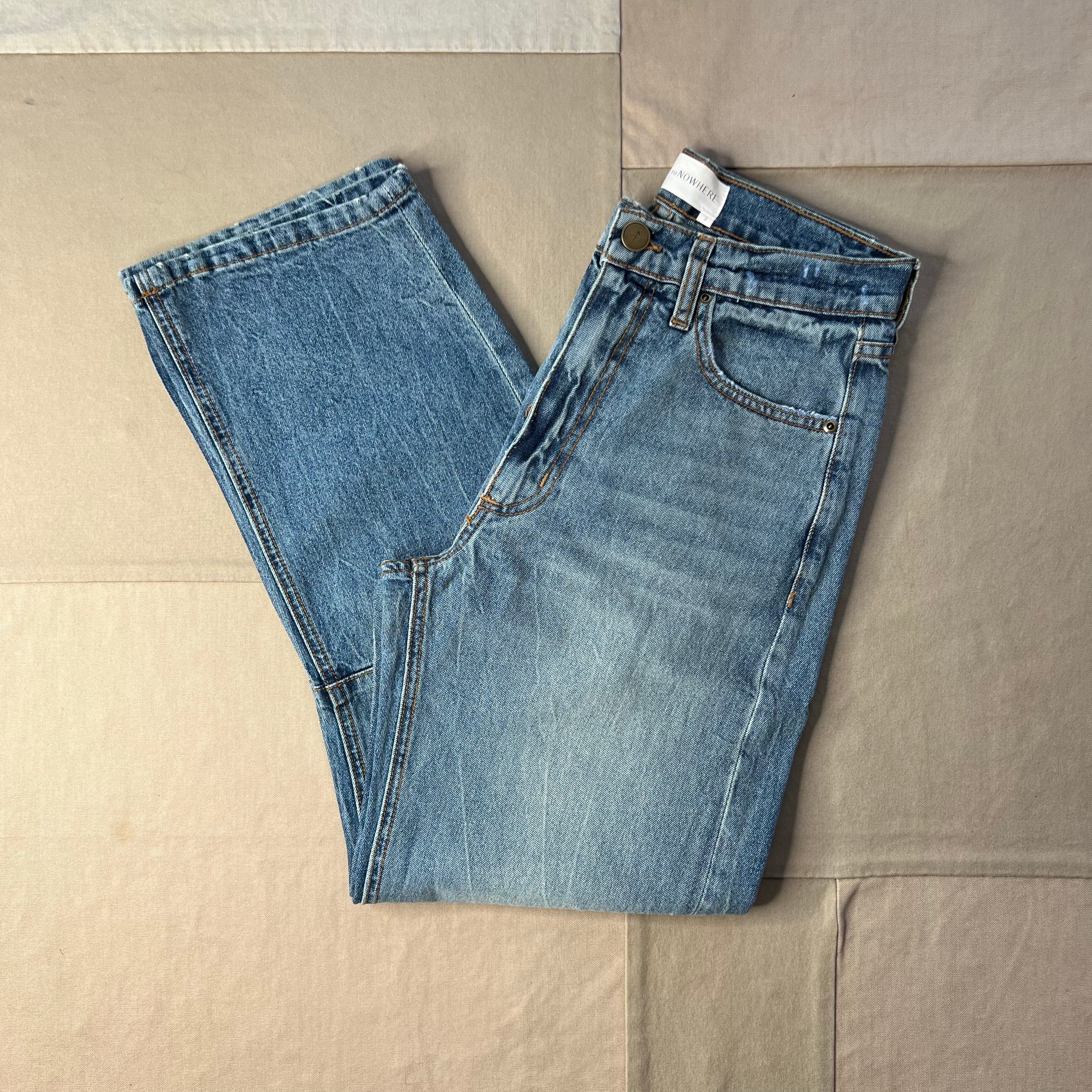Women's Pilon Jean in Japanese Denim, Marble Dusted Blue