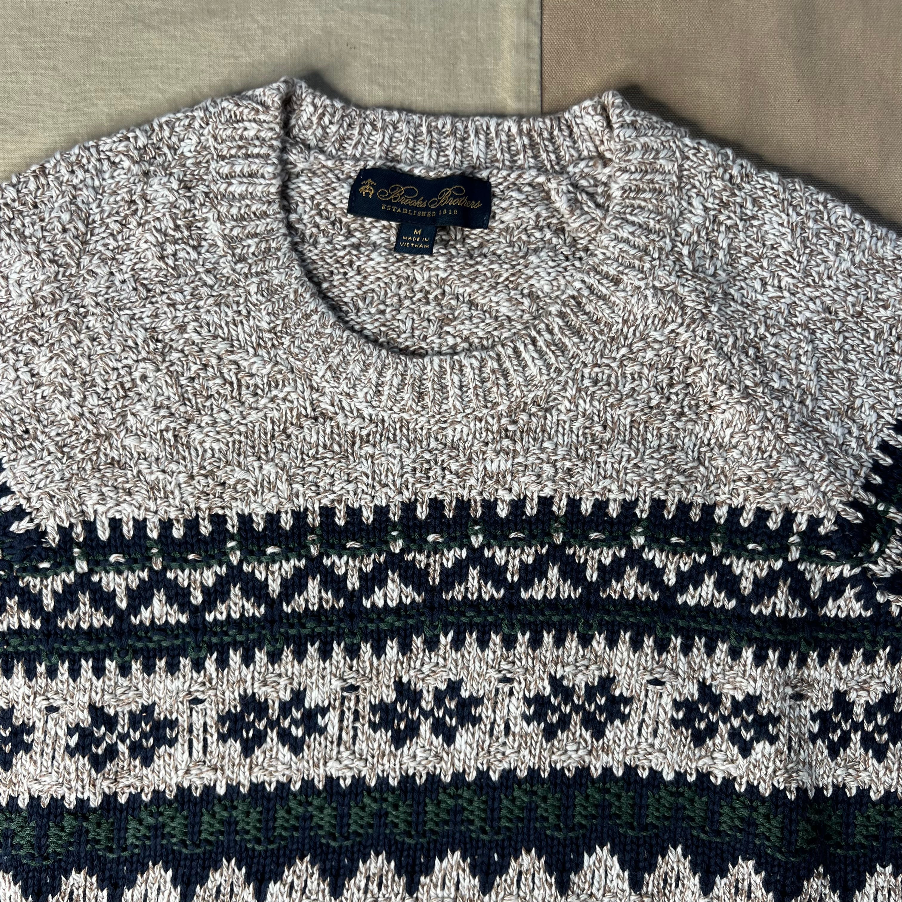 Cotton Fair Isle Sweater, Beige Multi