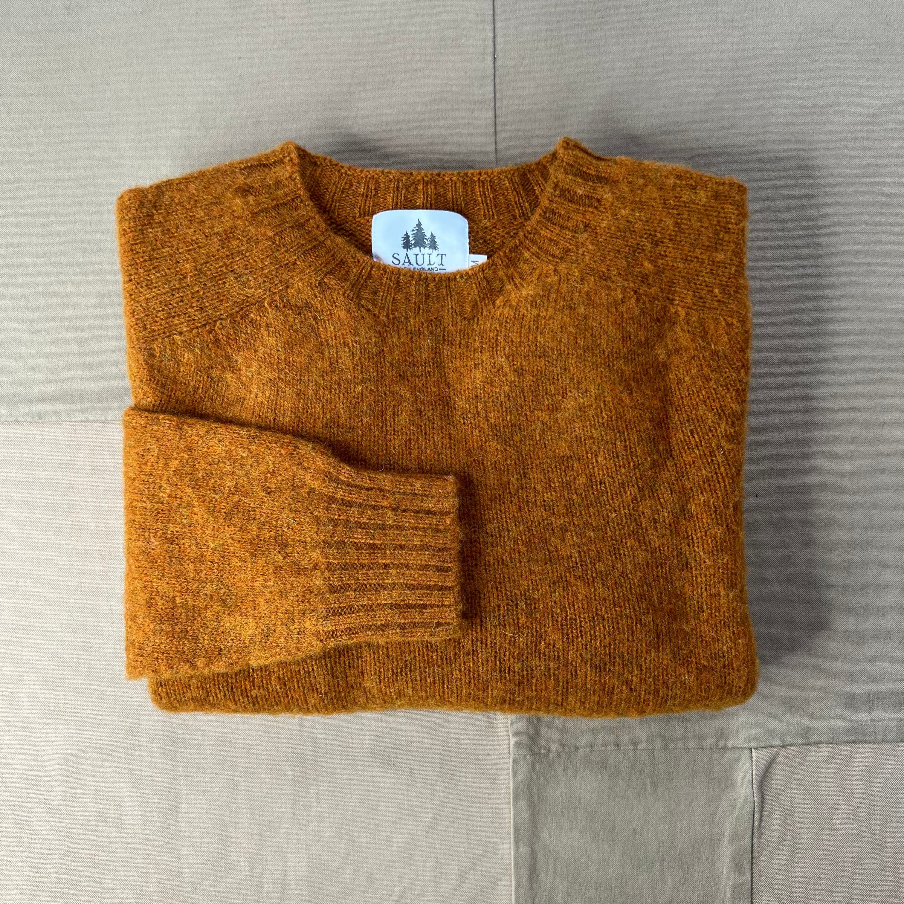 Brushed Wool Crew Sweater, Amber