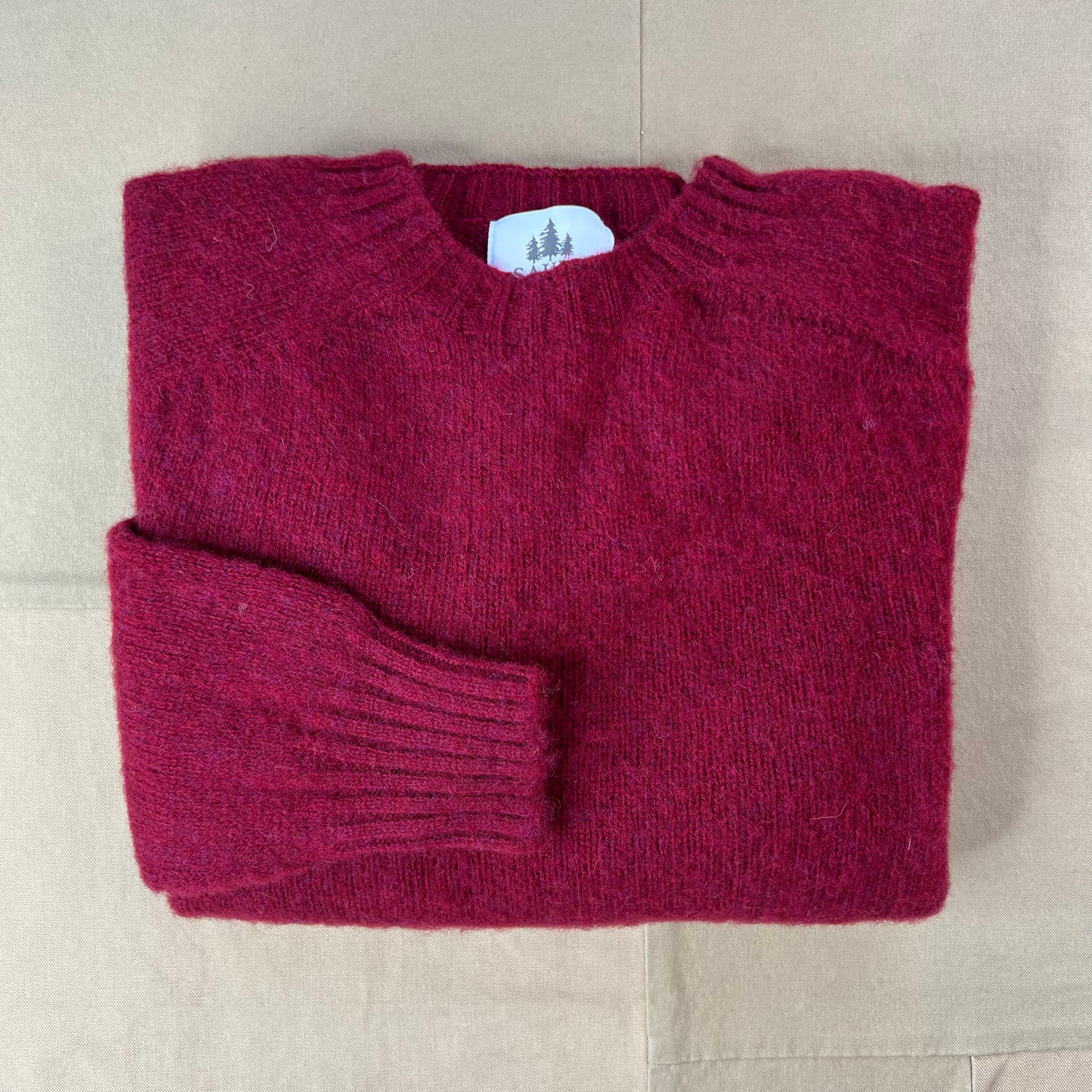 Brushed Wool Crew Sweater, Claret