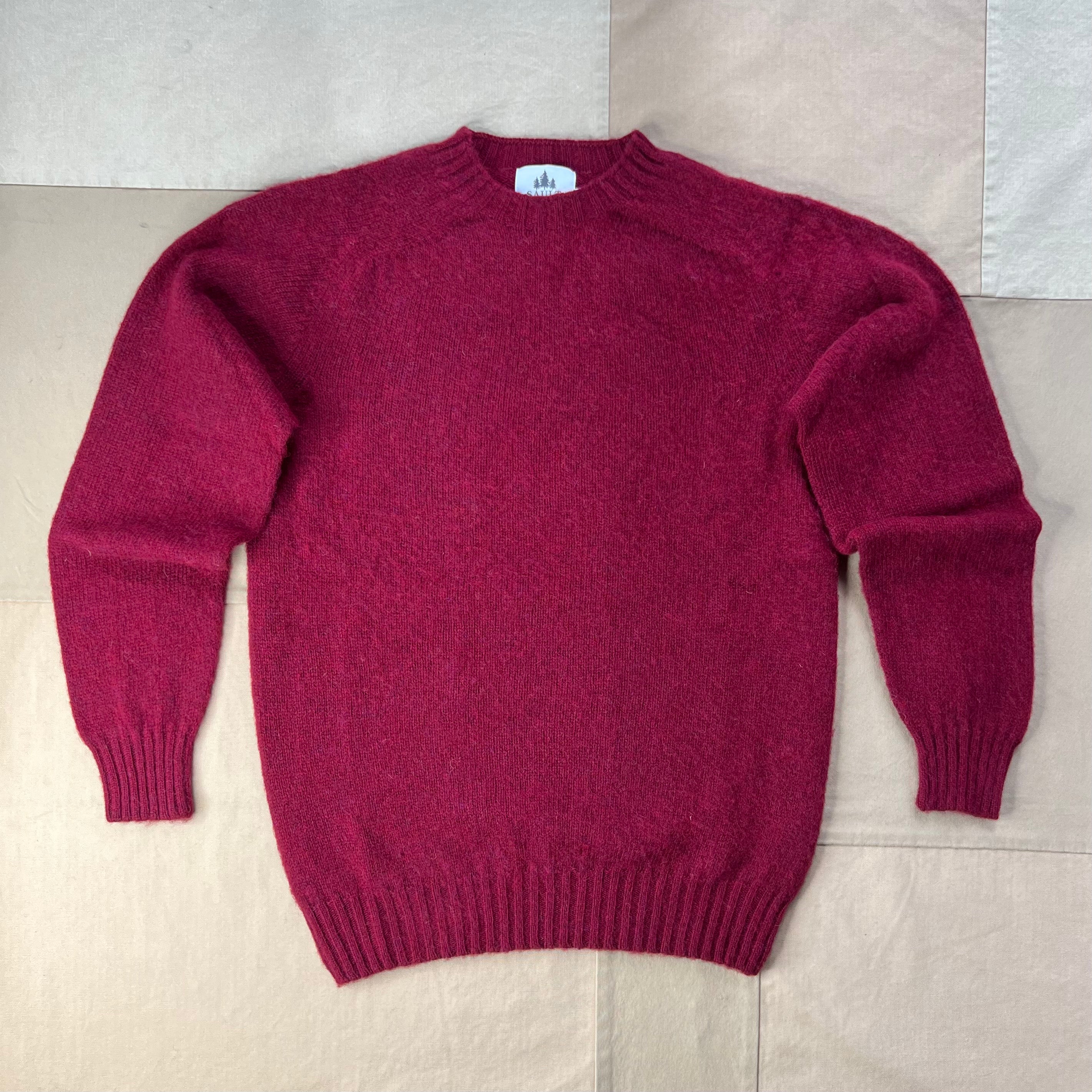 Brushed Wool Crew Sweater, Claret