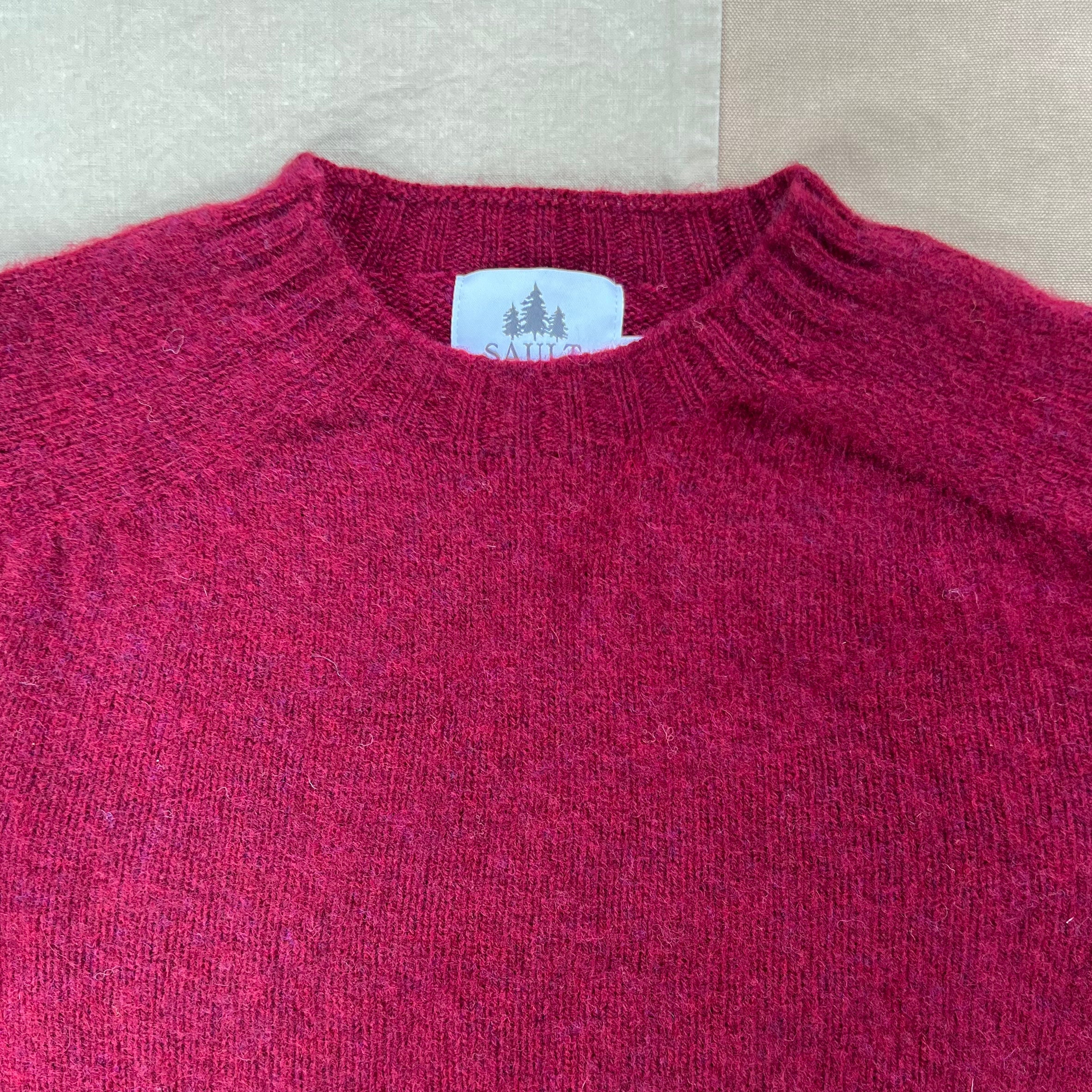 Brushed Wool Crew Sweater, Claret