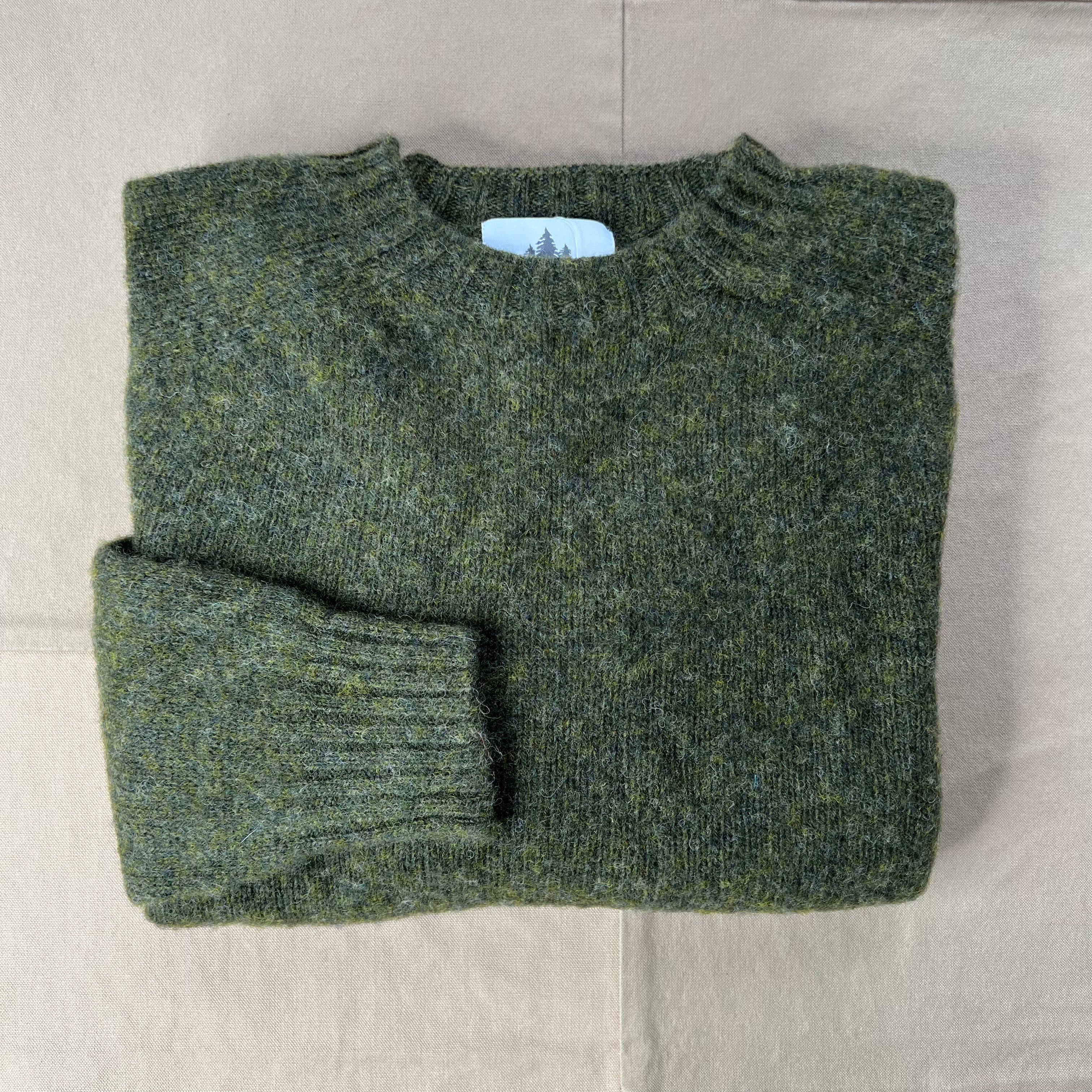 Brushed Wool Crew Sweater, Scots Pine