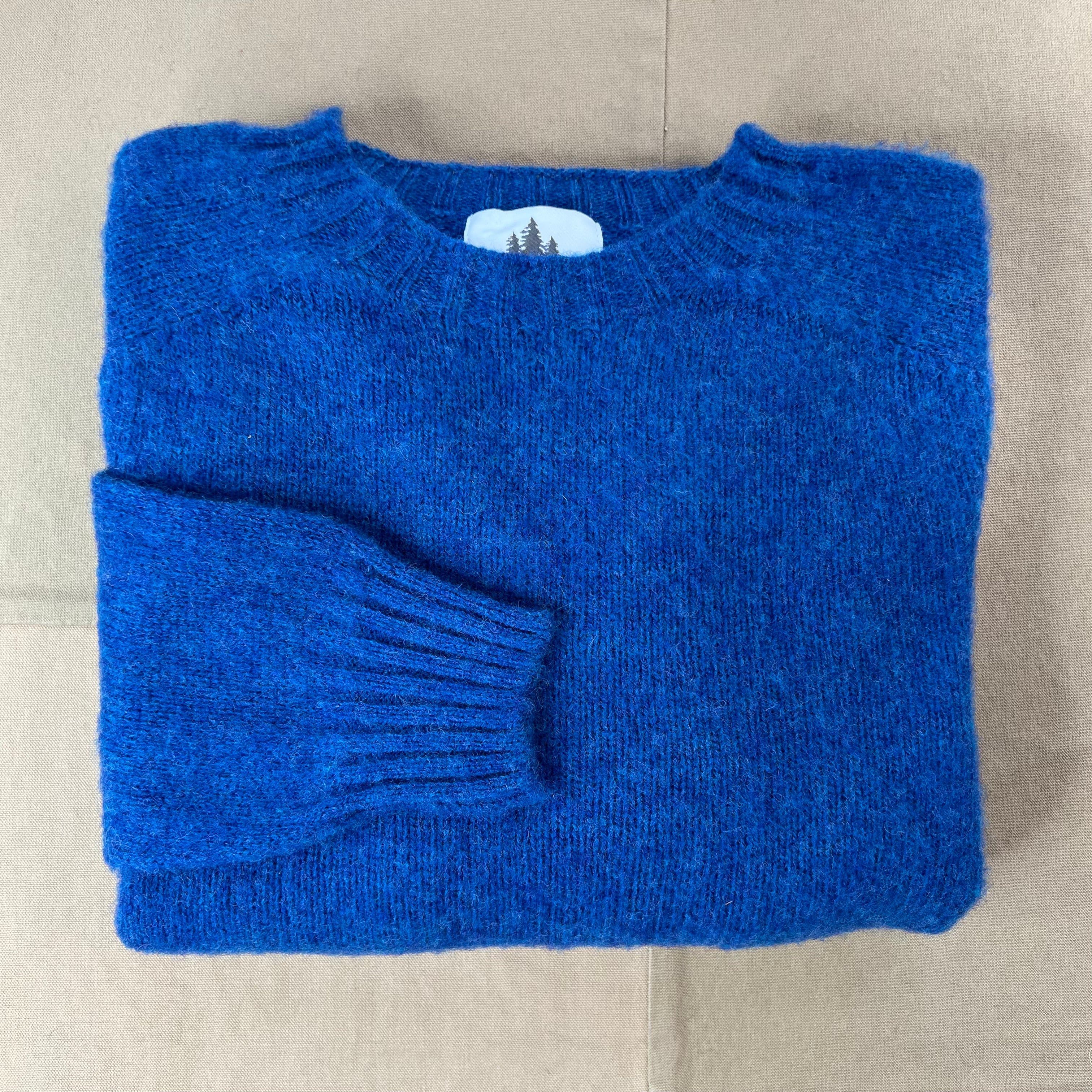 Brushed Wool Crew Sweater, Sapphire