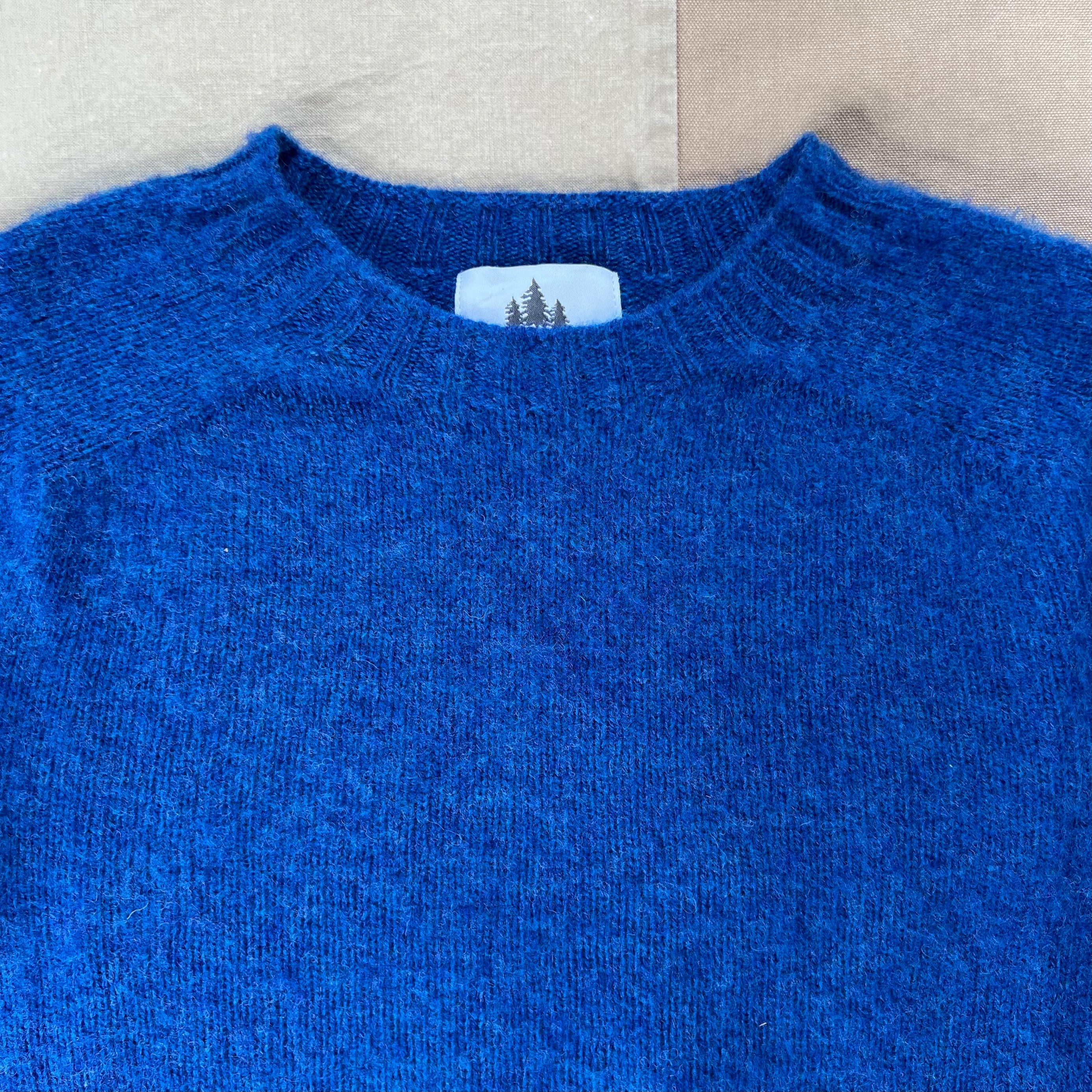 Brushed Wool Crew Sweater, Sapphire