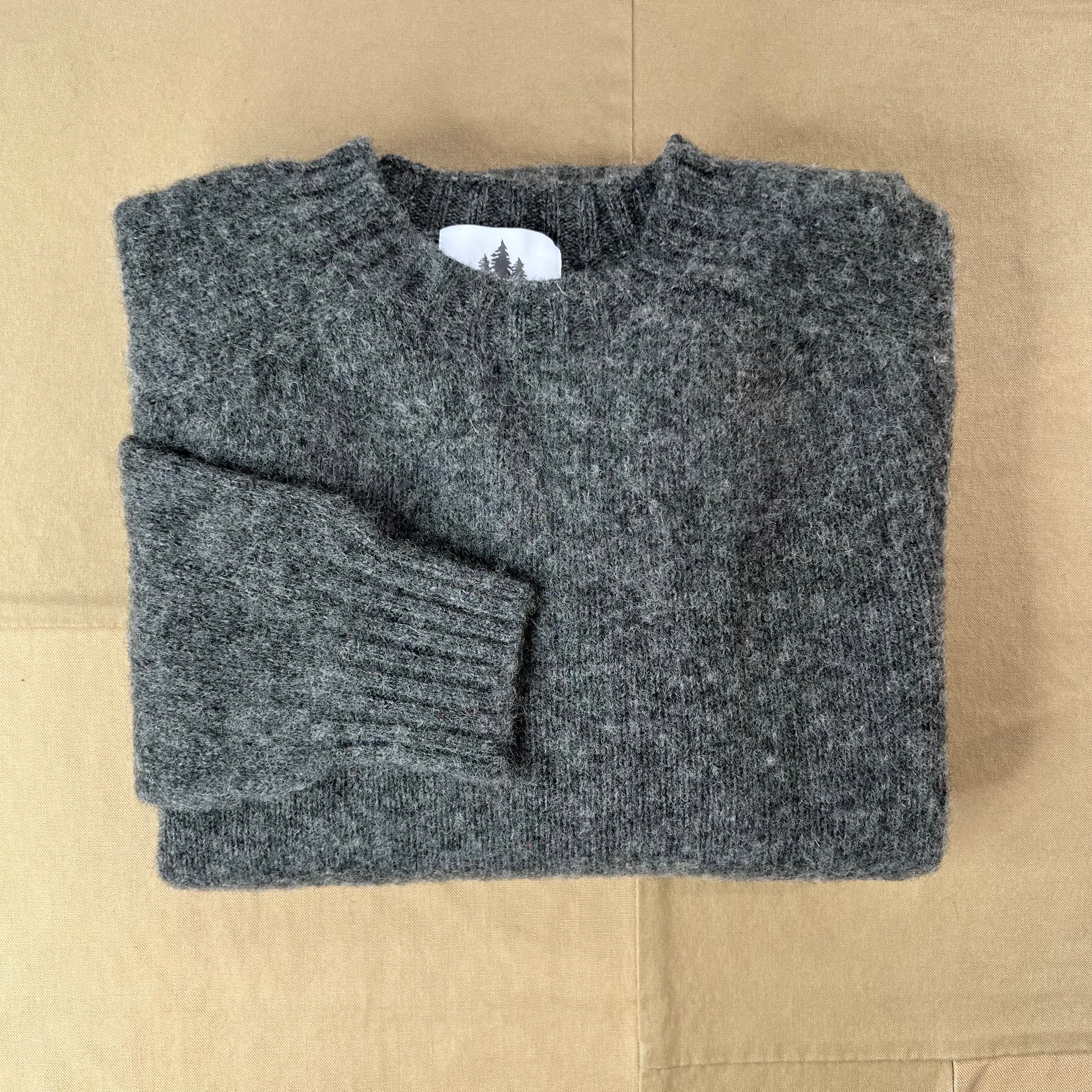 Brushed Wool Crew Sweater, Basalt