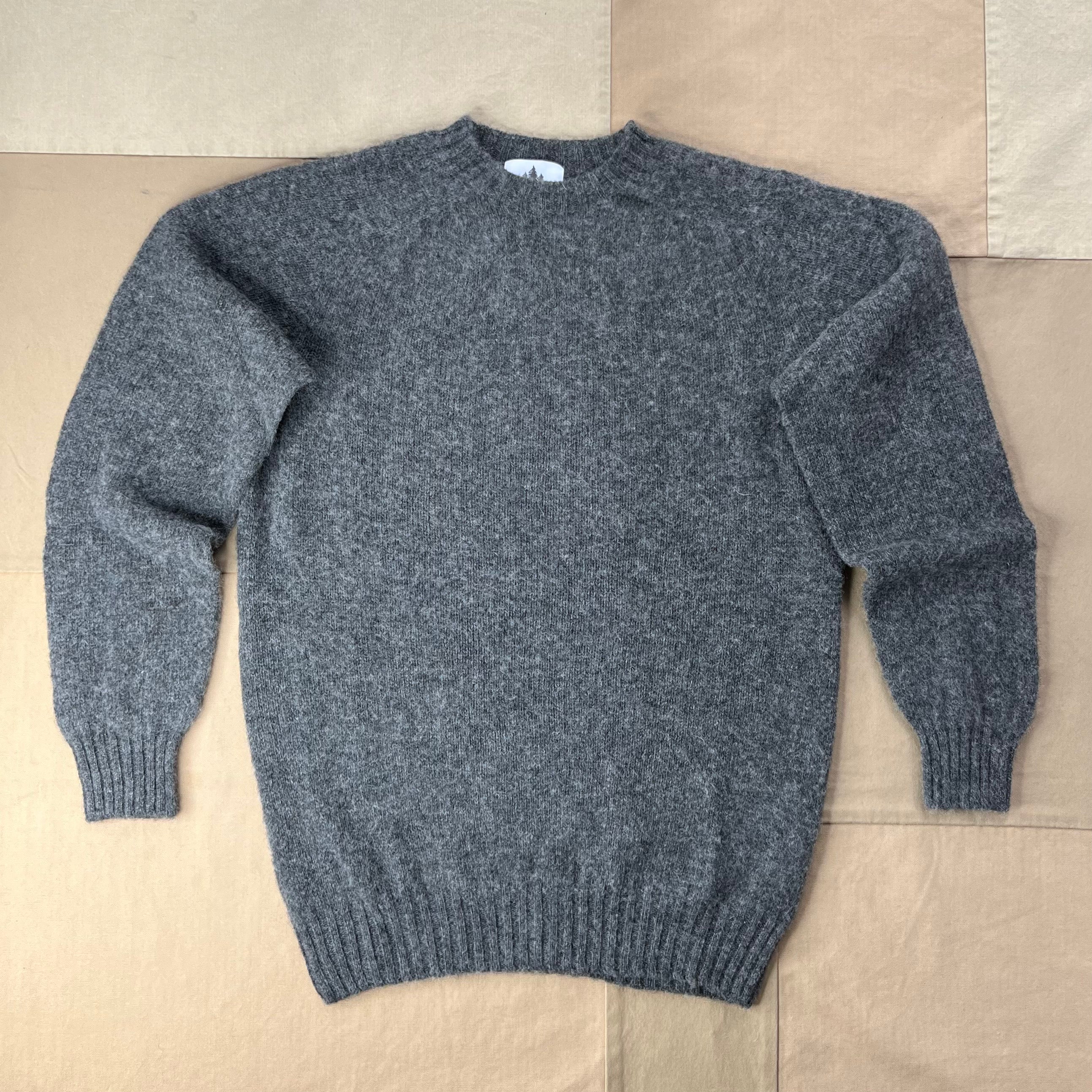 Brushed Wool Crew Sweater, Basalt