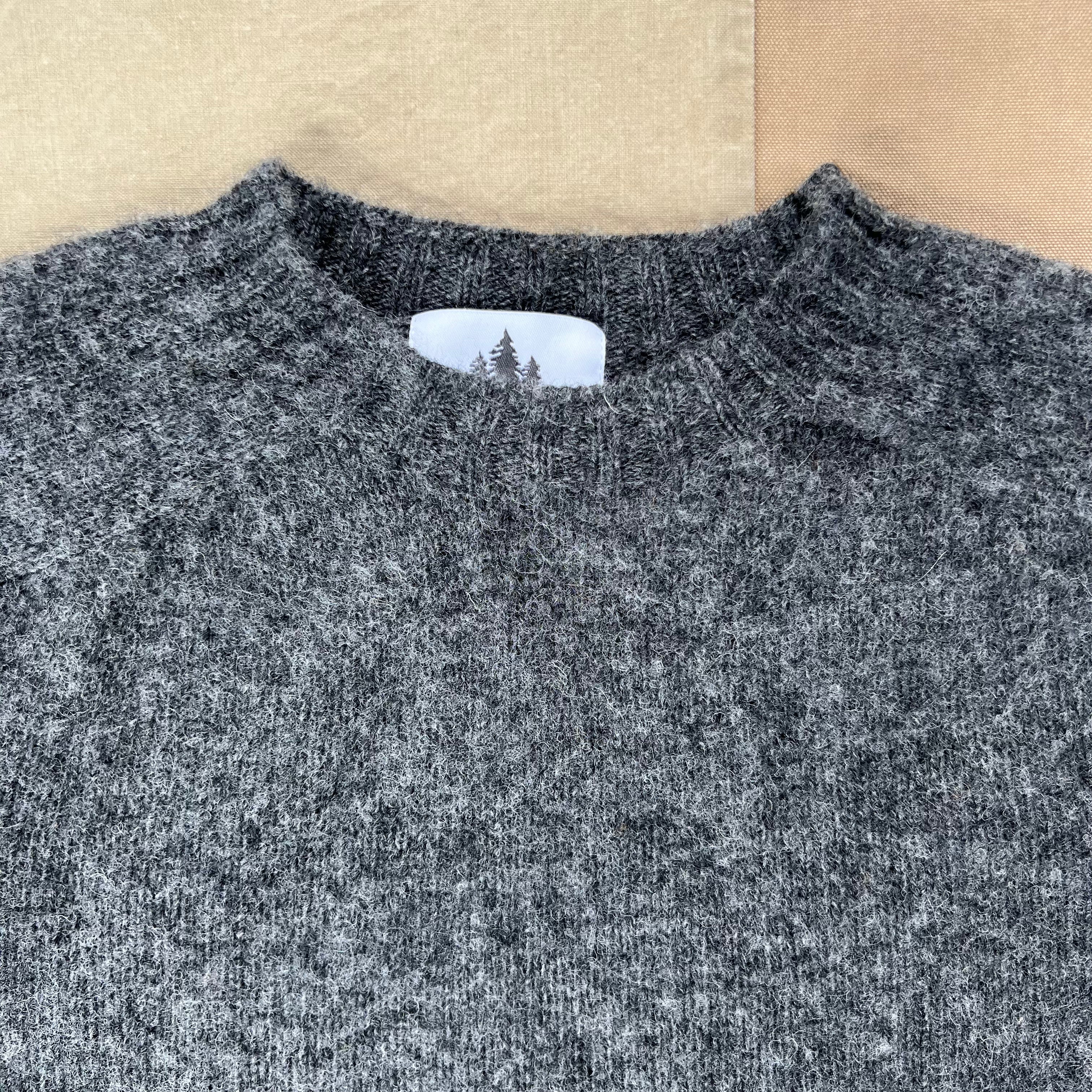 Brushed Wool Crew Sweater, Basalt