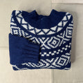 Fair Isle Yoke Crewneck Sweater, Navy/Cameo