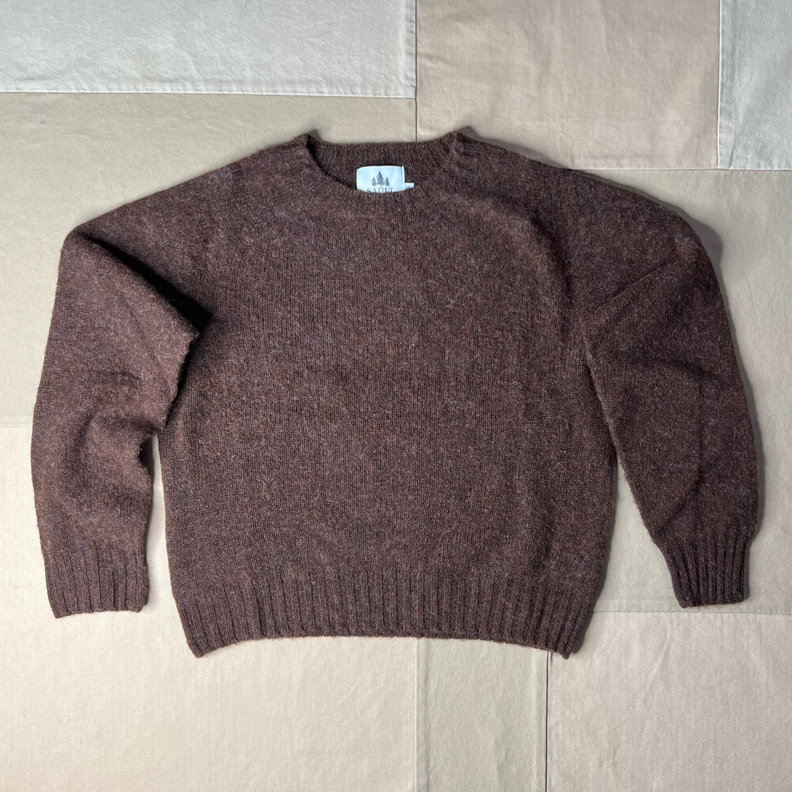 Women's Brushed Shaggy Crew Sweater, Marron