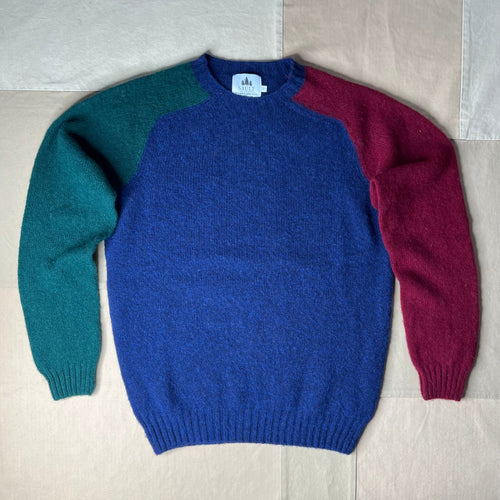 3-Tone Brushed Wool Sweater, Tartan/Night Sky/Claret