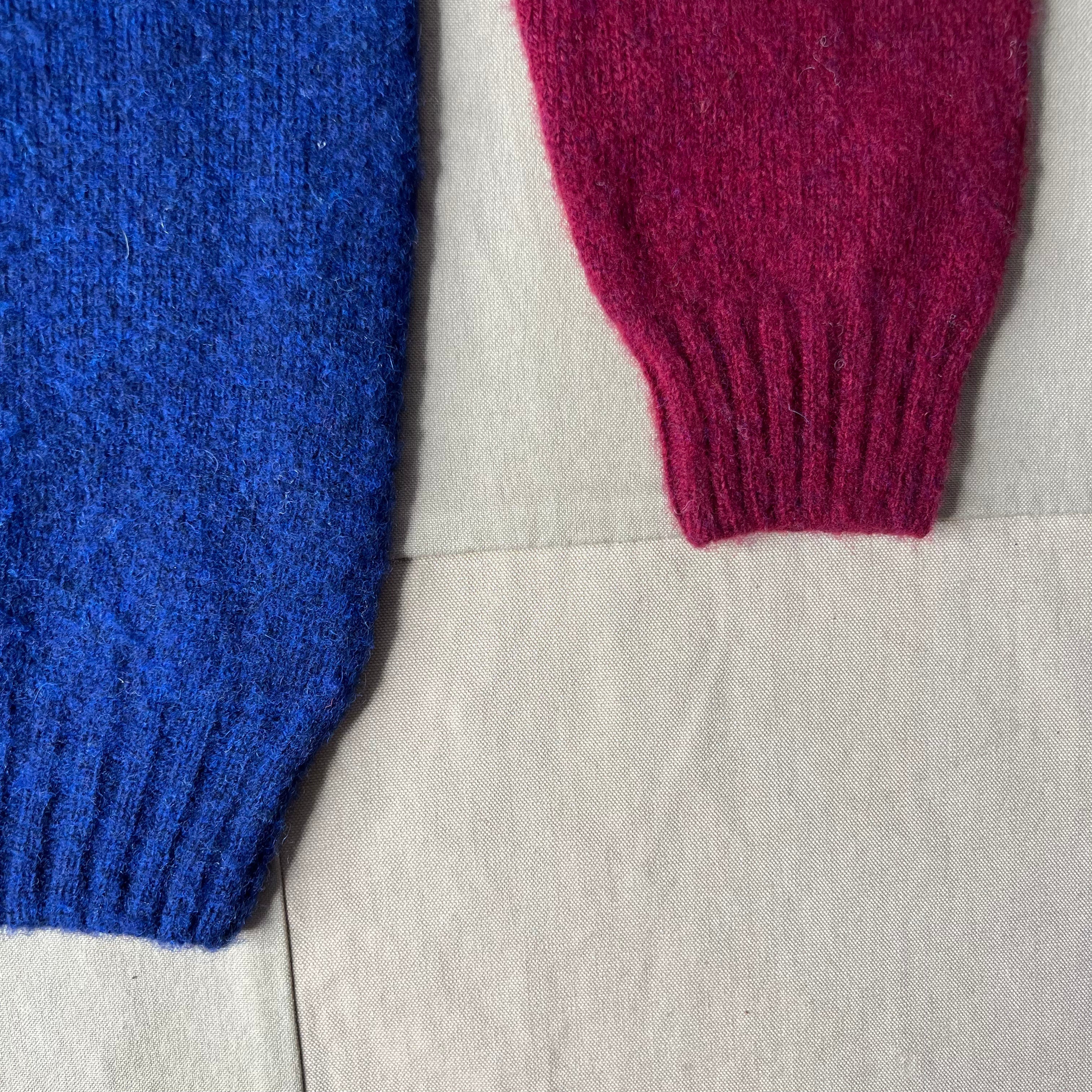 3-Tone Brushed Wool Sweater, Tartan/Night Sky/Claret