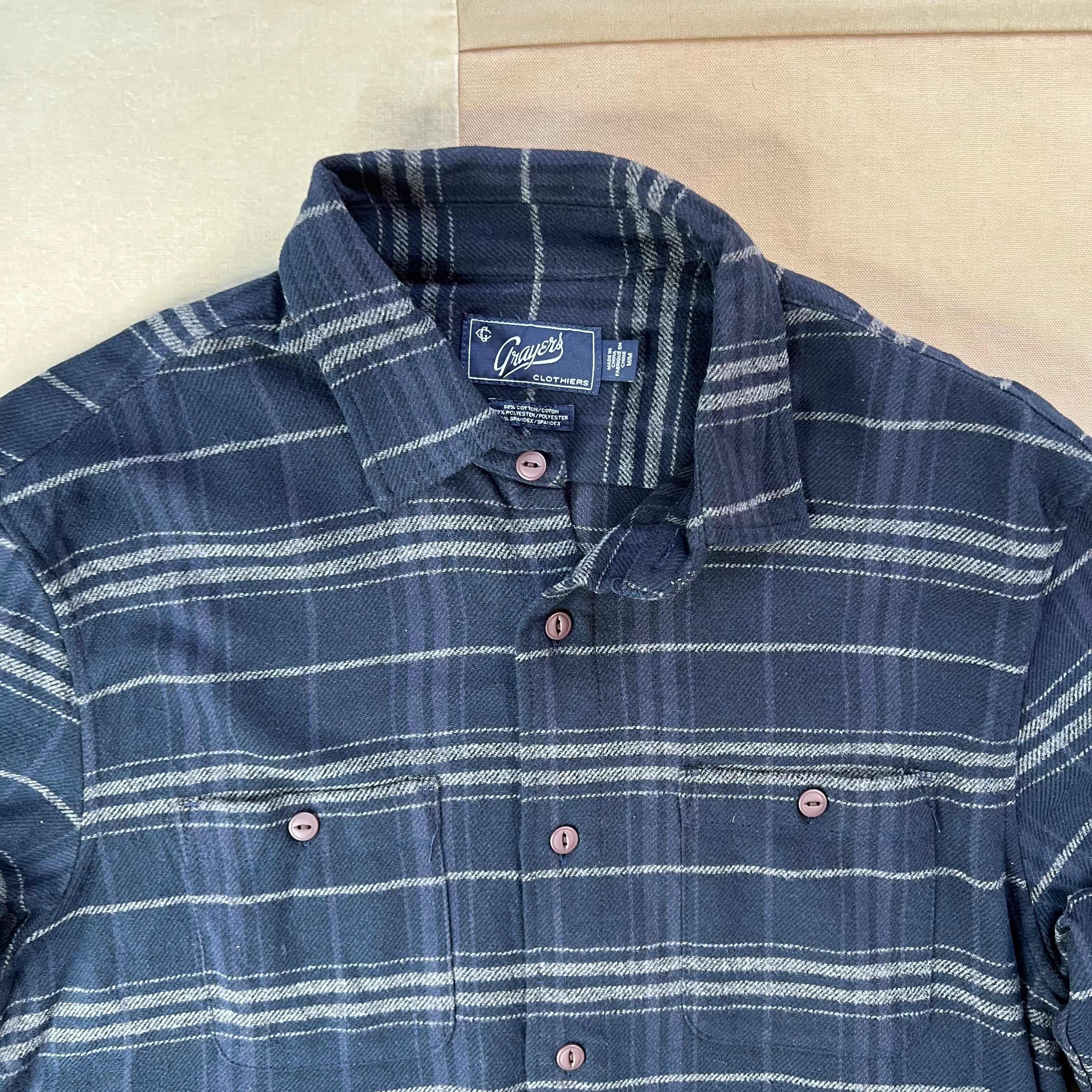 Colorado Midweight Flannel, Navy Stripe
