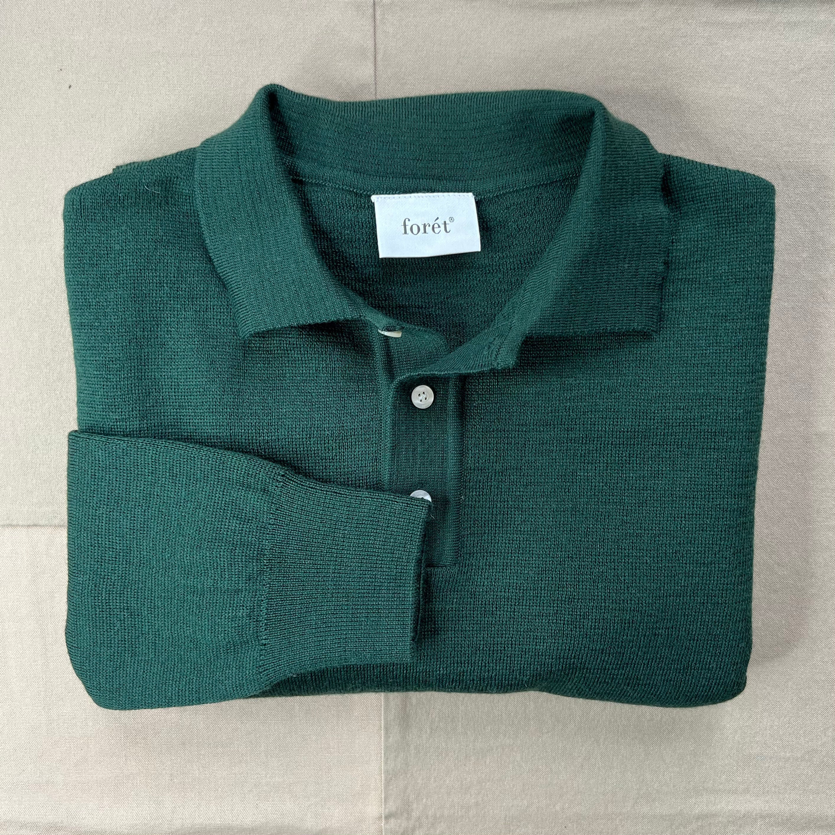 Base Merino Polo Knit, Dark Green