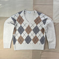 Campbell Argyle V-Neck Sweater, Wishbone Multi