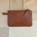 Leather Zip Pouches Set, Tan