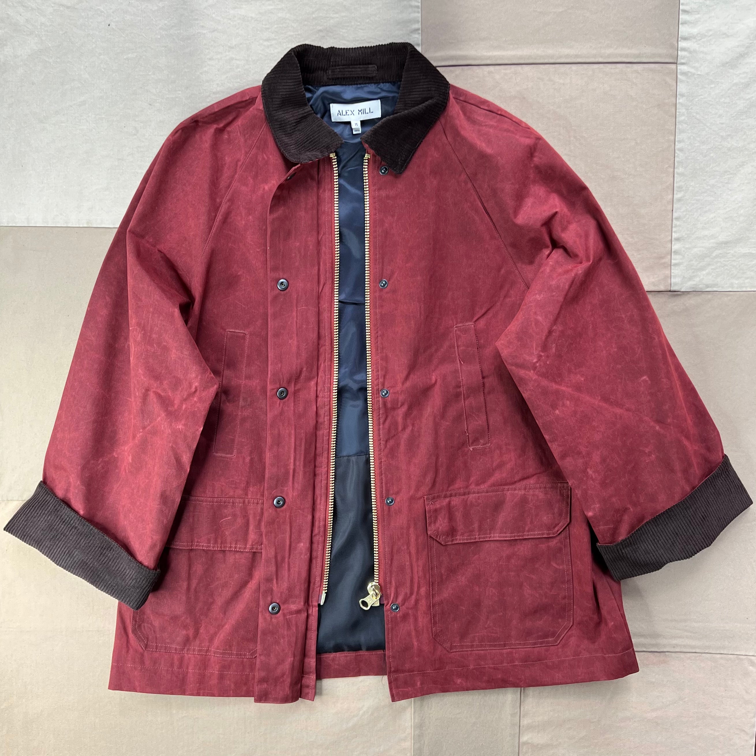 Chiltern Street Jacket in Waxed Cotton, Brick Red