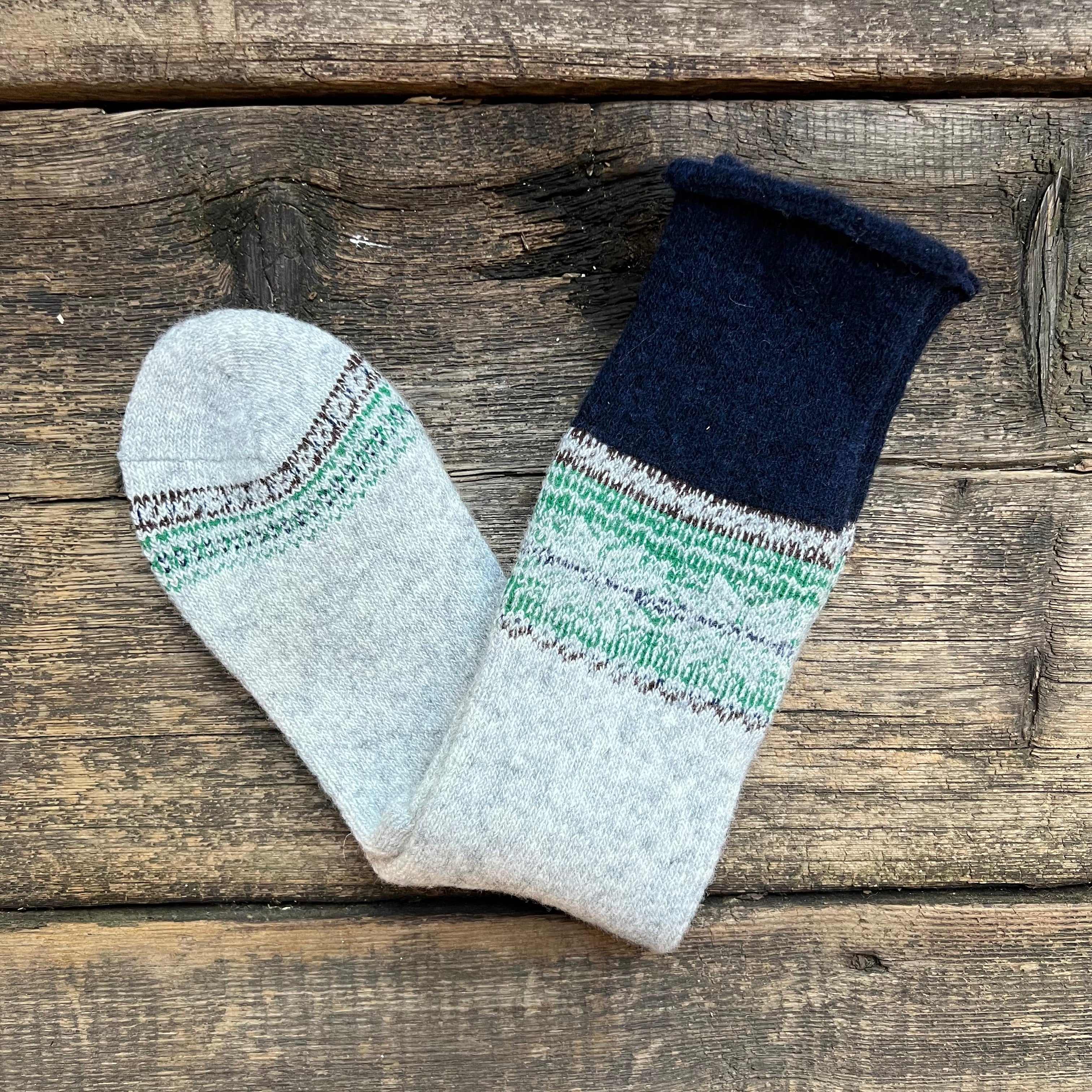 Fine Wool Pile Snow Crew Socks, Grey Melange