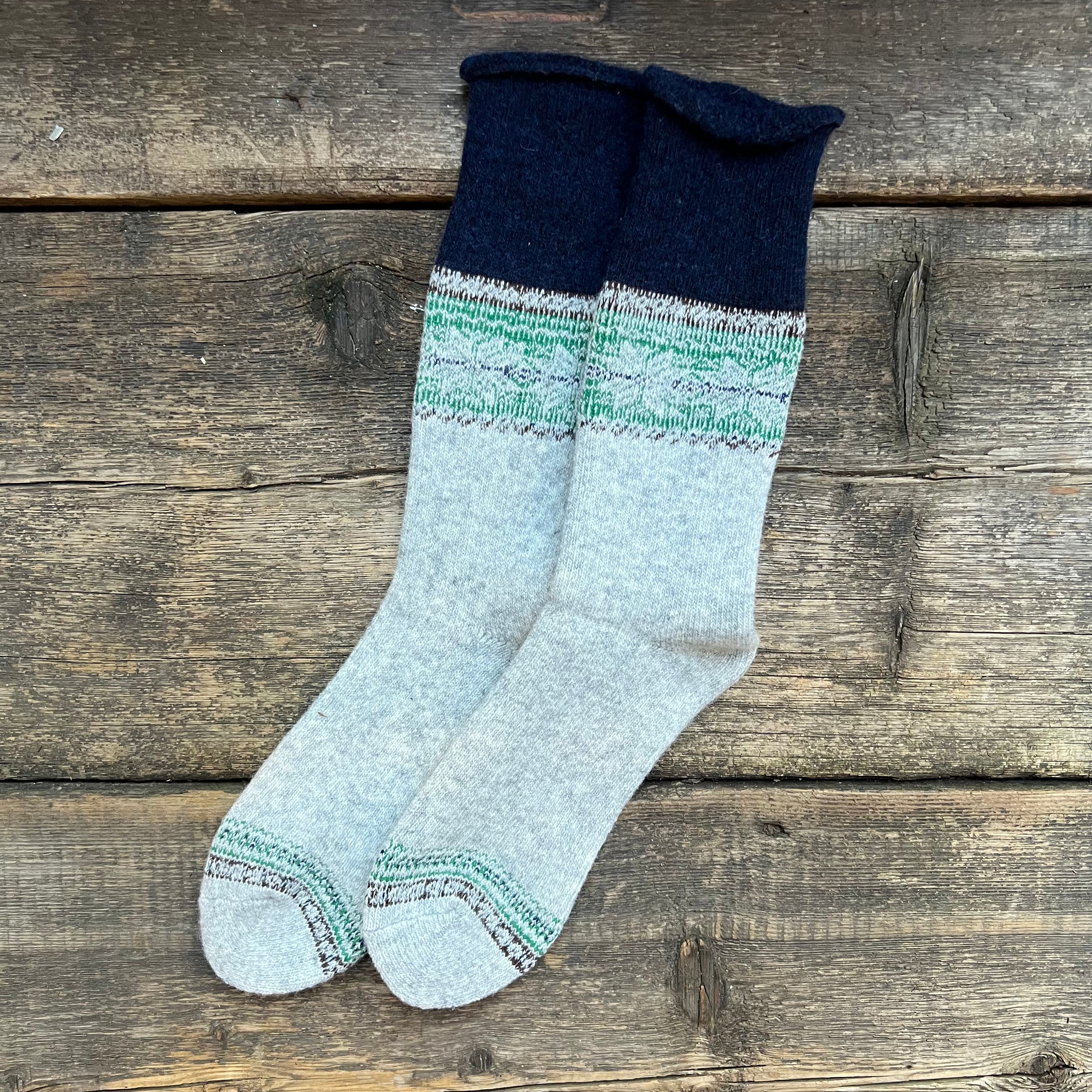 Fine Wool Pile Snow Crew Socks, Grey Melange