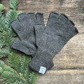 Fingerless Merino Gloves, Charcoal
