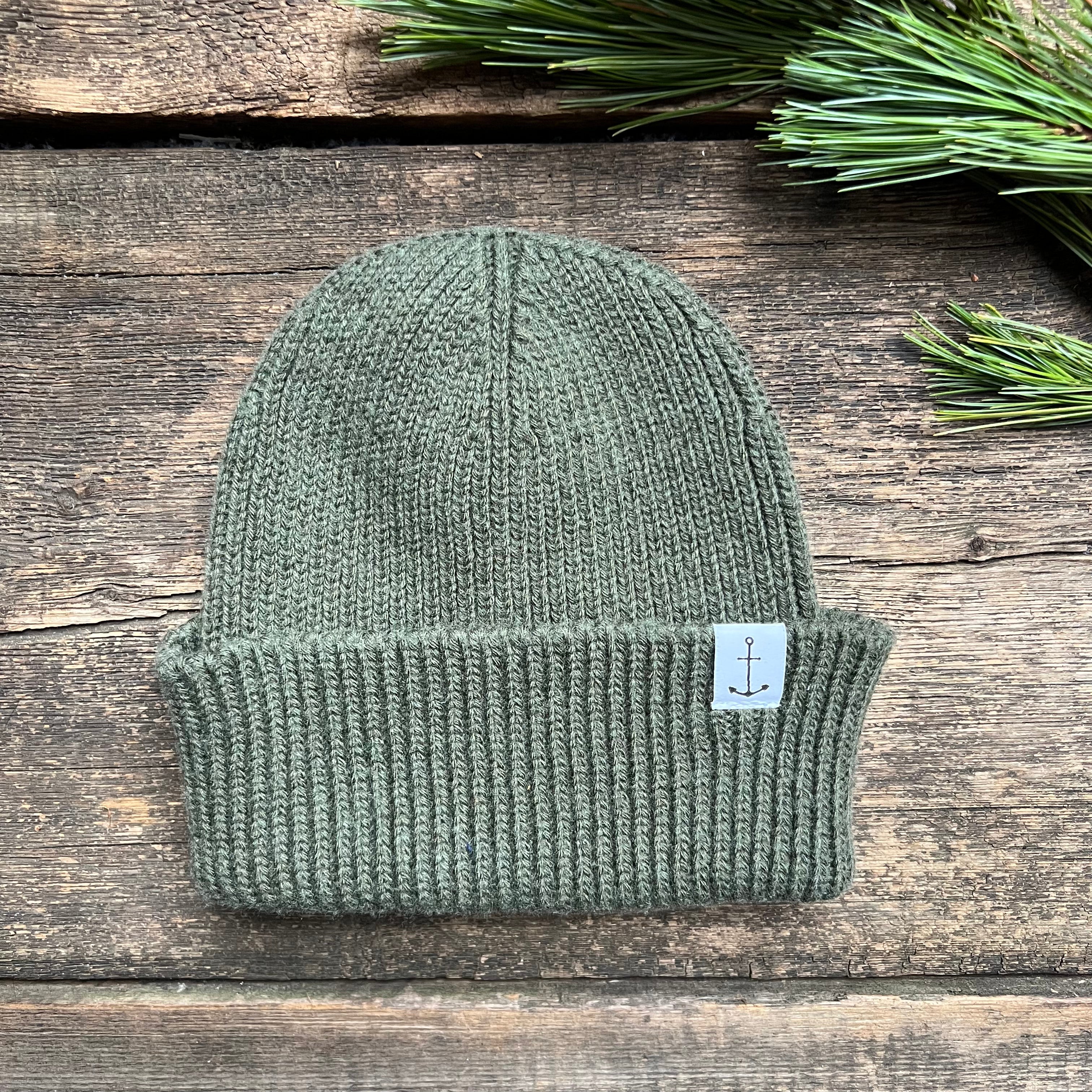 Anchor Merino Beanie, Military Green