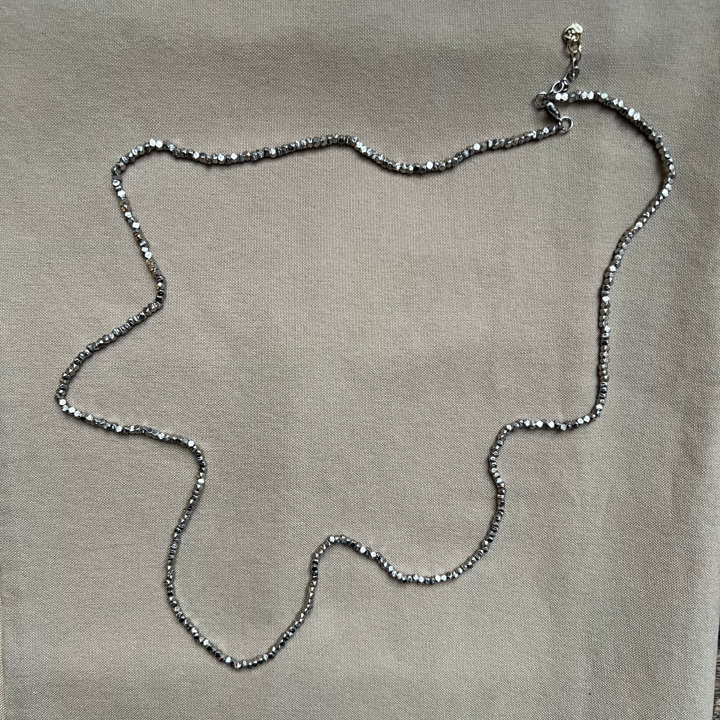 Erica Long Necklace Faceted Silver Beads