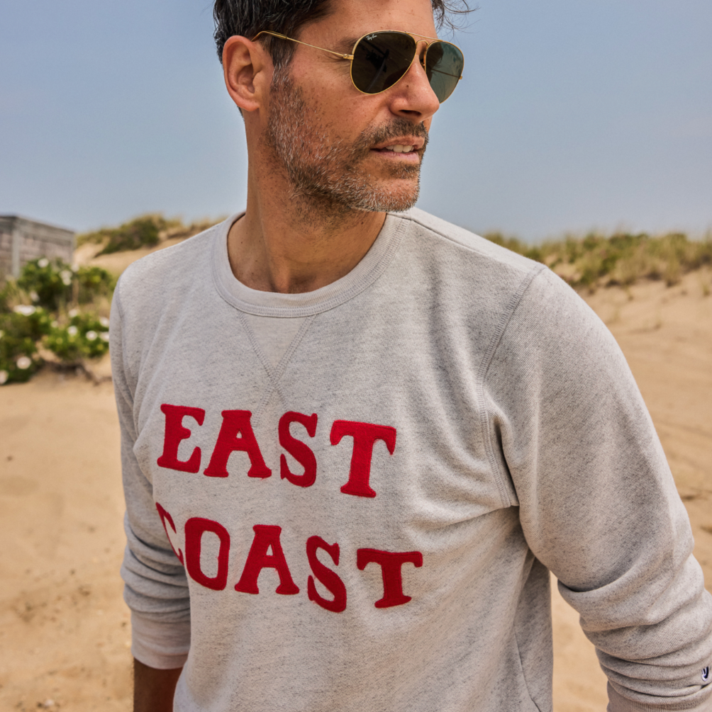 East Coast Terry Crewneck, Grey/Red