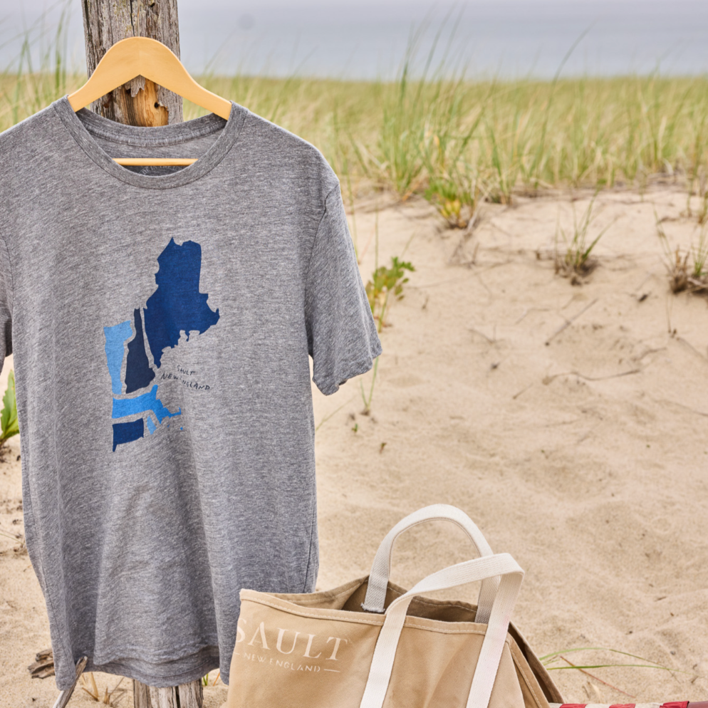 Blue New England States T-shirt, Grey