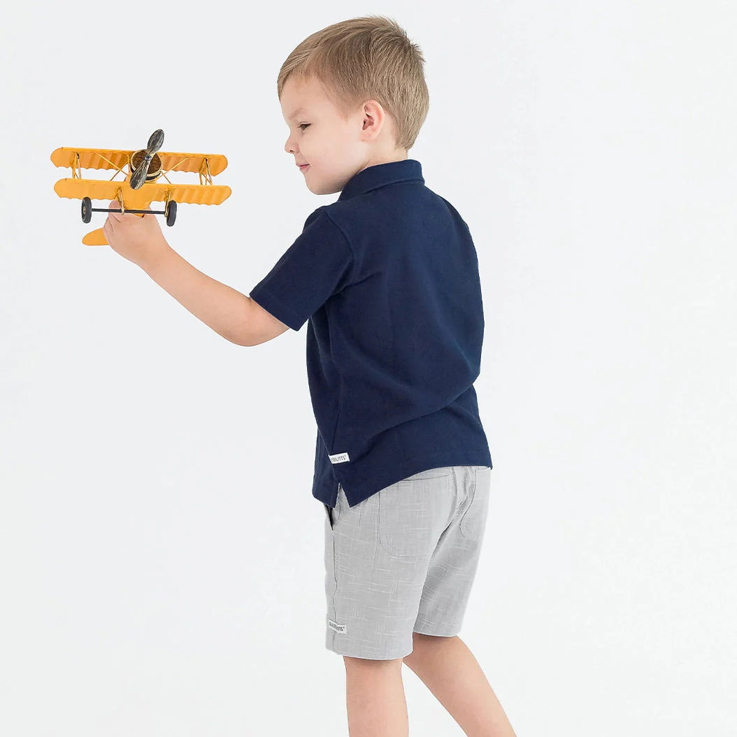 Kid's Pique Short Sleeve Polo Shirt, Navy