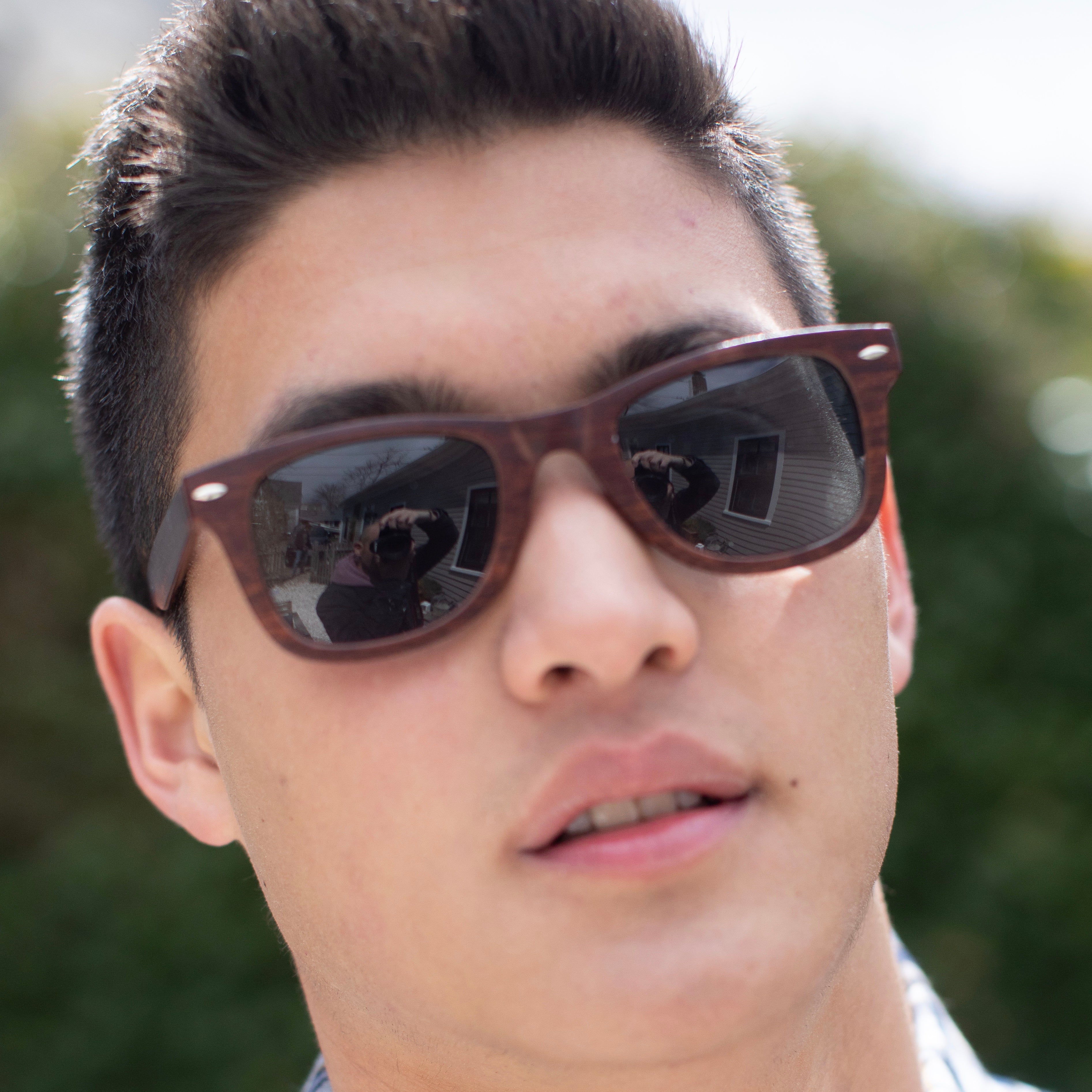 Dark Brown Faux Wood Sunglasses