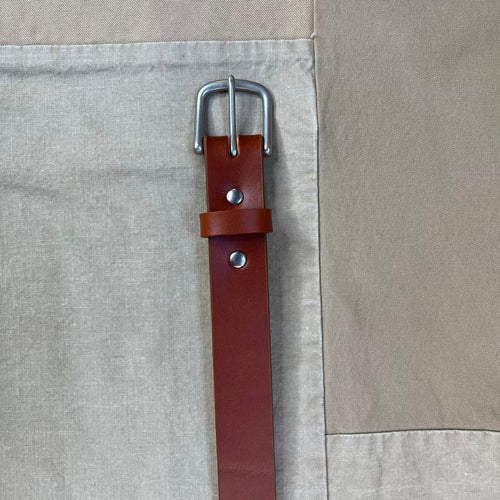 All Around Riveted Leather Belt, Chestnut/Nickel Buckle